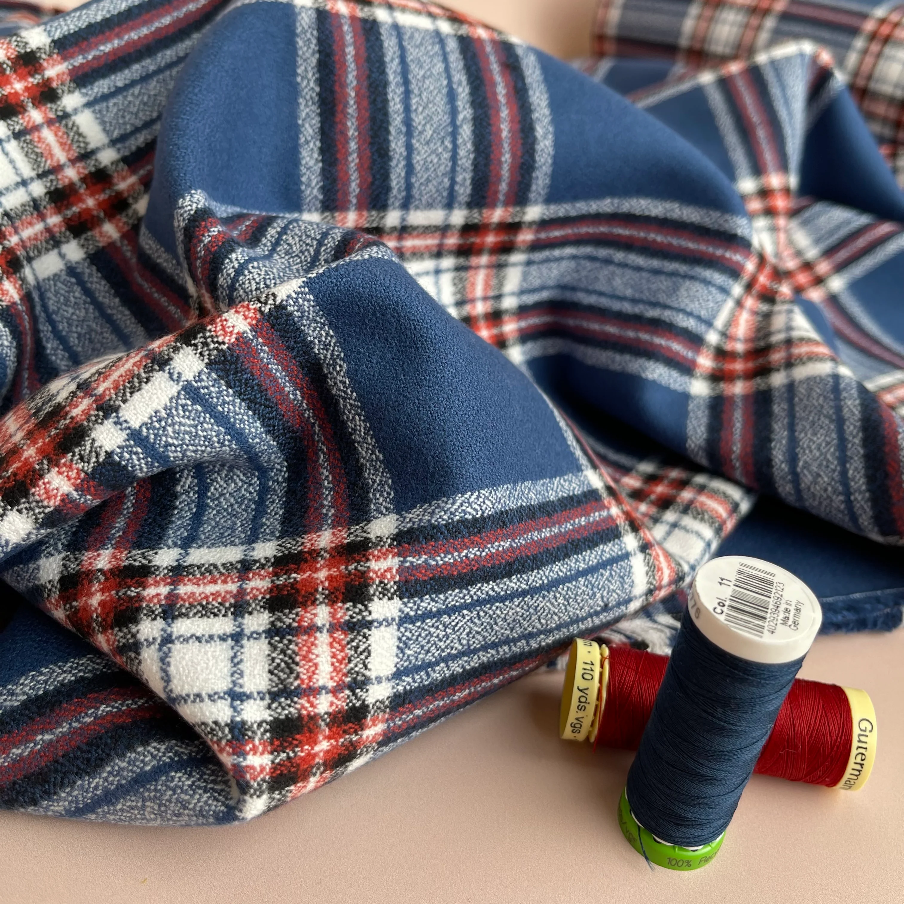 REMNANT 0.34 Metre - Americana 2 Blue Mammoth Cotton Flannel - Image 5