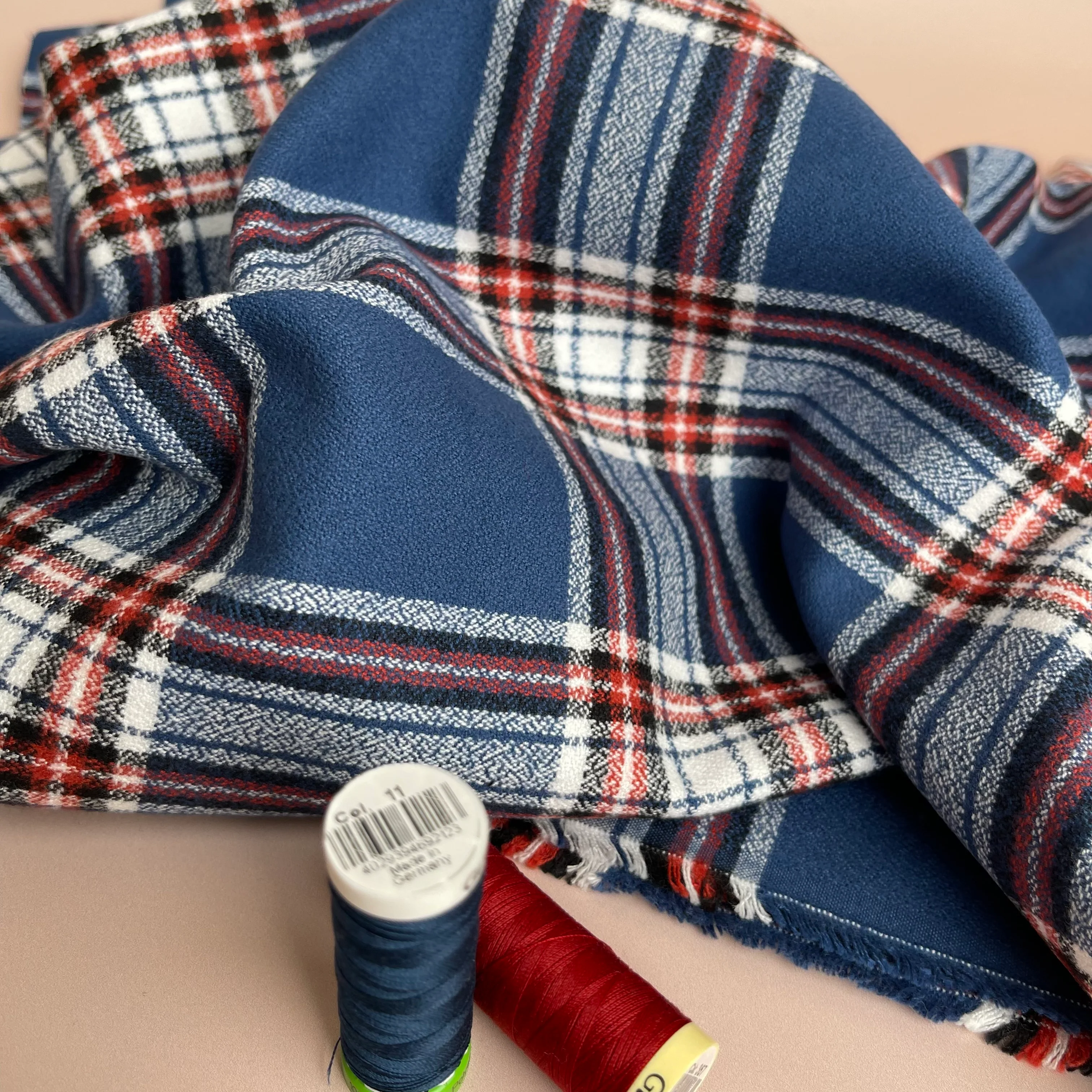 REMNANT 0.34 Metre - Americana 2 Blue Mammoth Cotton Flannel - Image 8