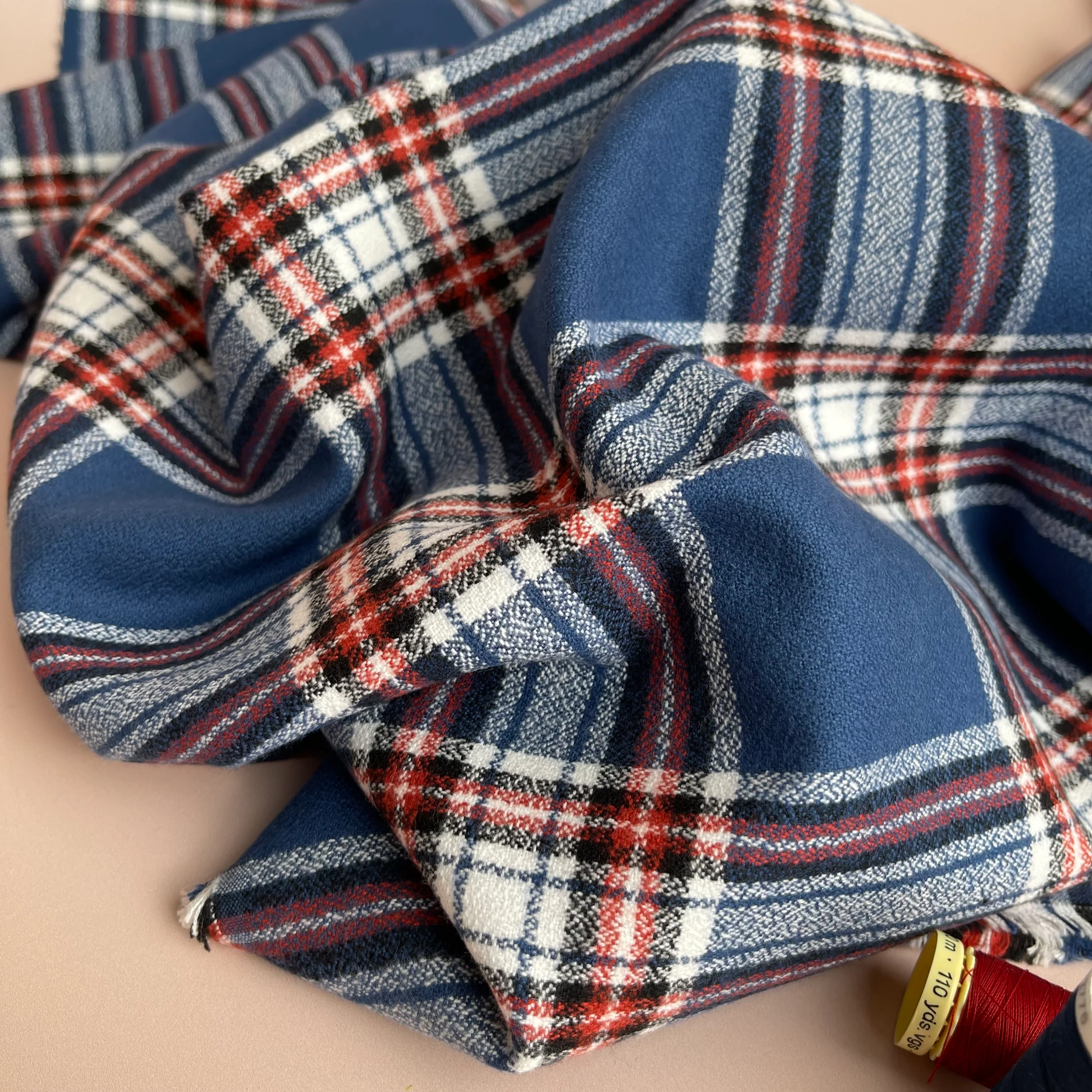 REMNANT 0.34 Metre - Americana 2 Blue Mammoth Cotton Flannel - Image 9