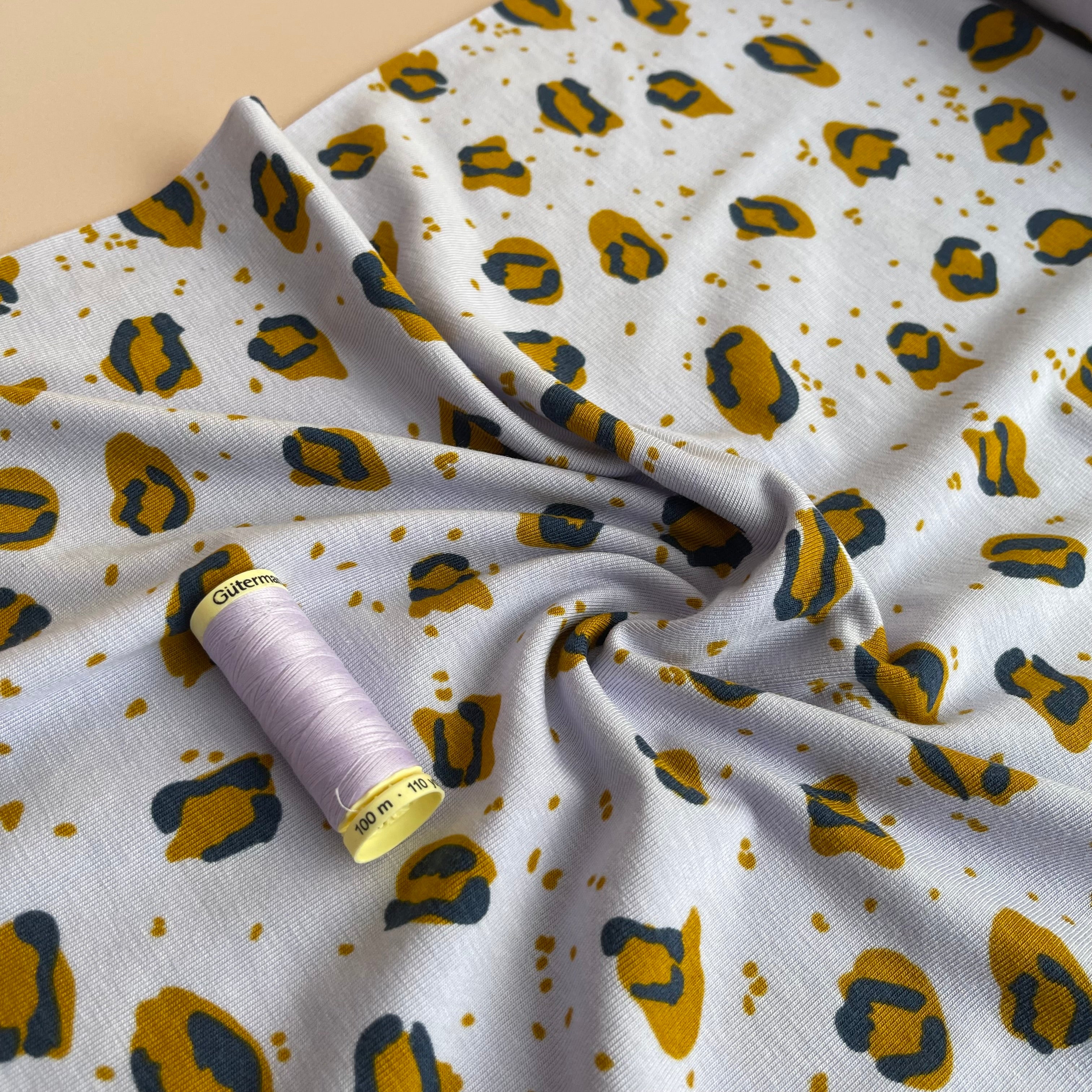 Animal Print Lavender Haze Cotton Jersey with TENCEL™ Modal Fibres - Image 5