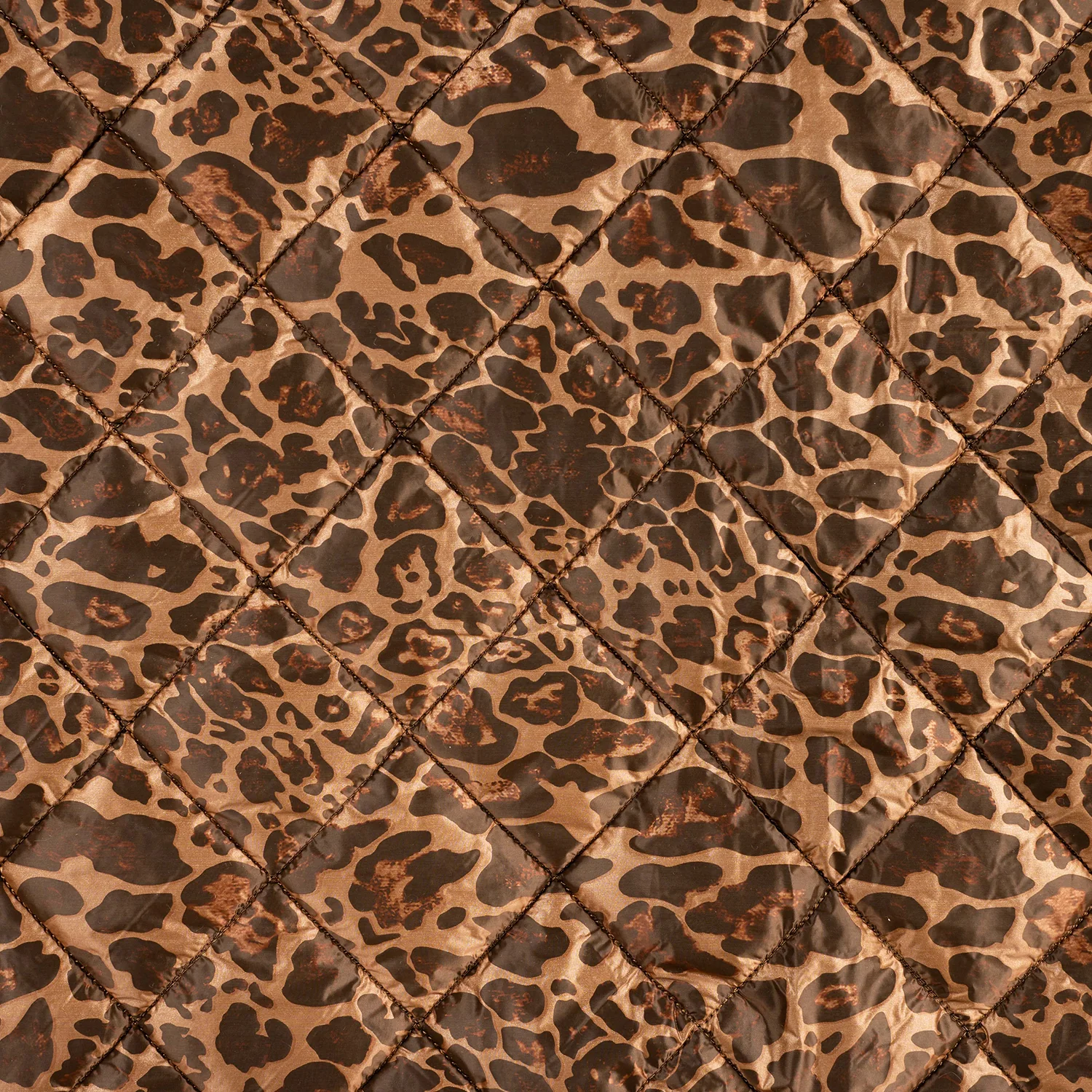 REMNANT 0.76 Metre - Animal print with Diamonds Quilted Puffer Fabric - Image 3
