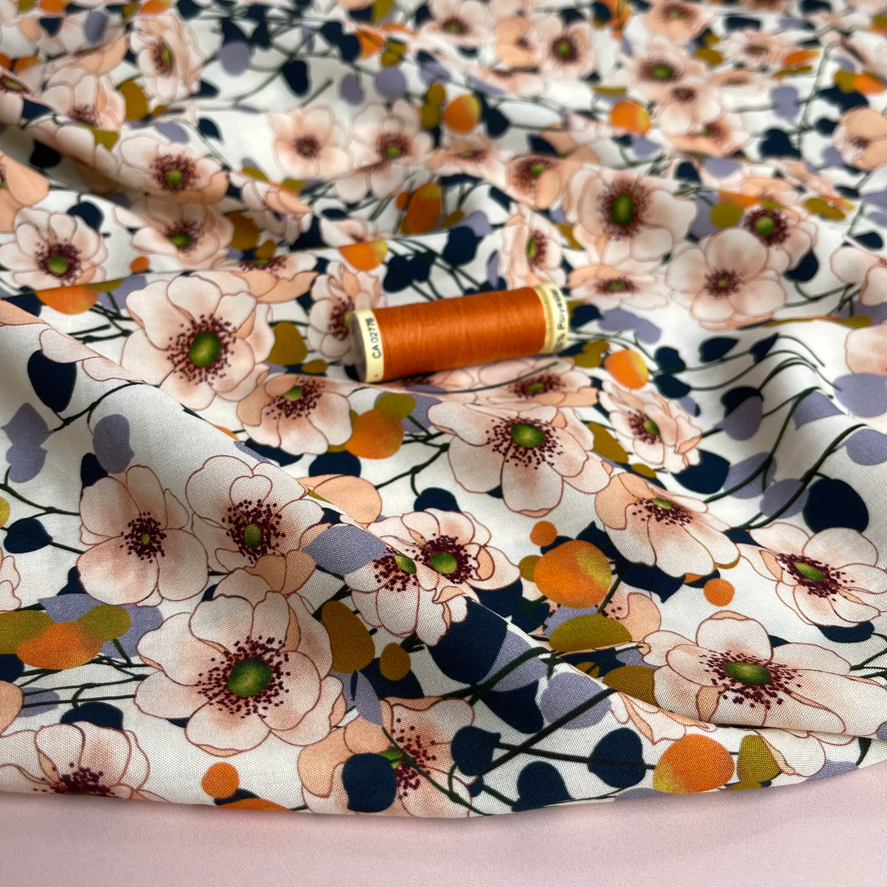 Apricot Blossom Viscose Fabric - Image 8