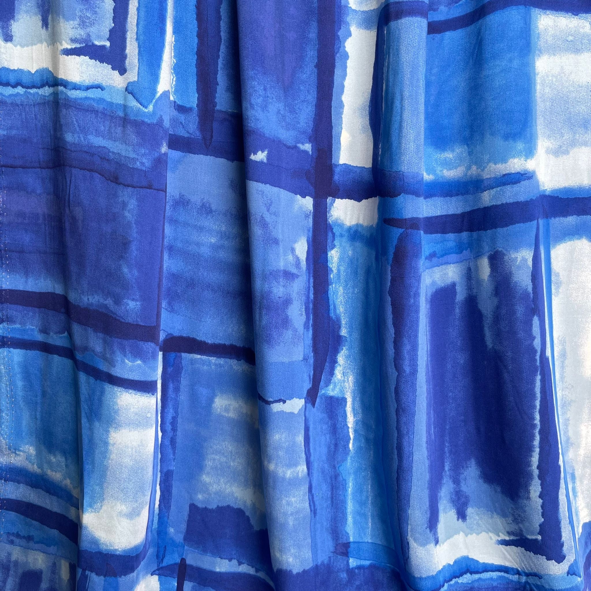 Artists Canvas in Cobalt Blue Viscose Sateen Fabric - Image 5