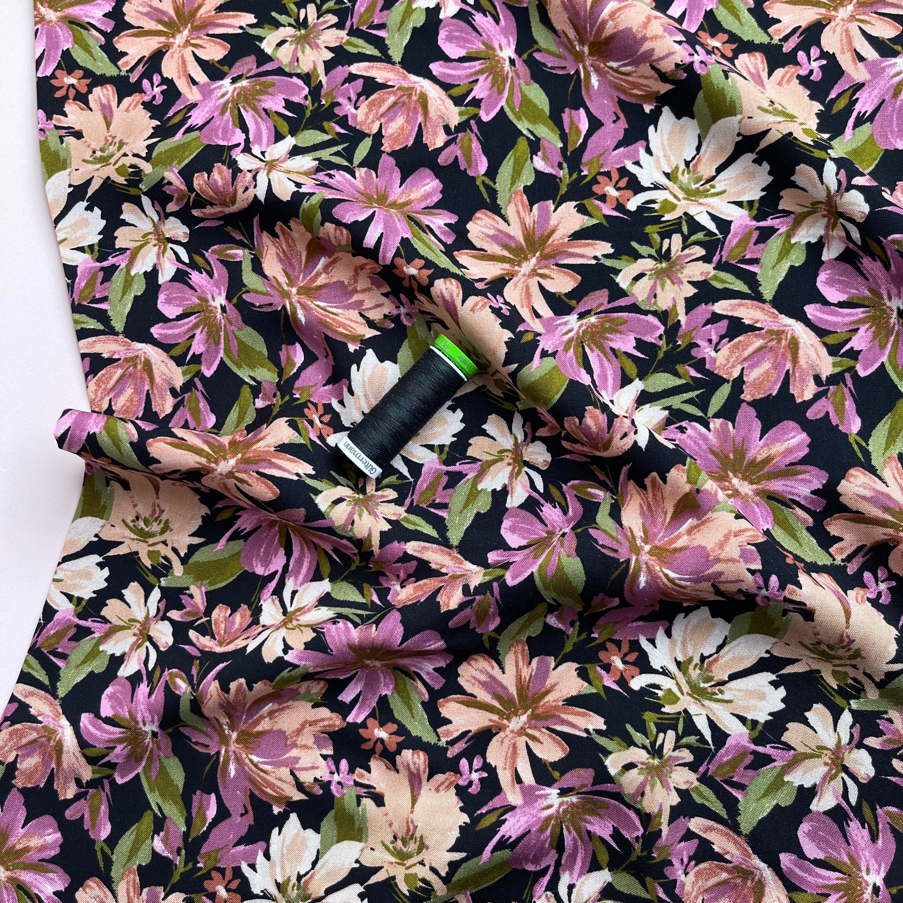 Asters Mauve Rayon Viscose Fabric - Image 5
