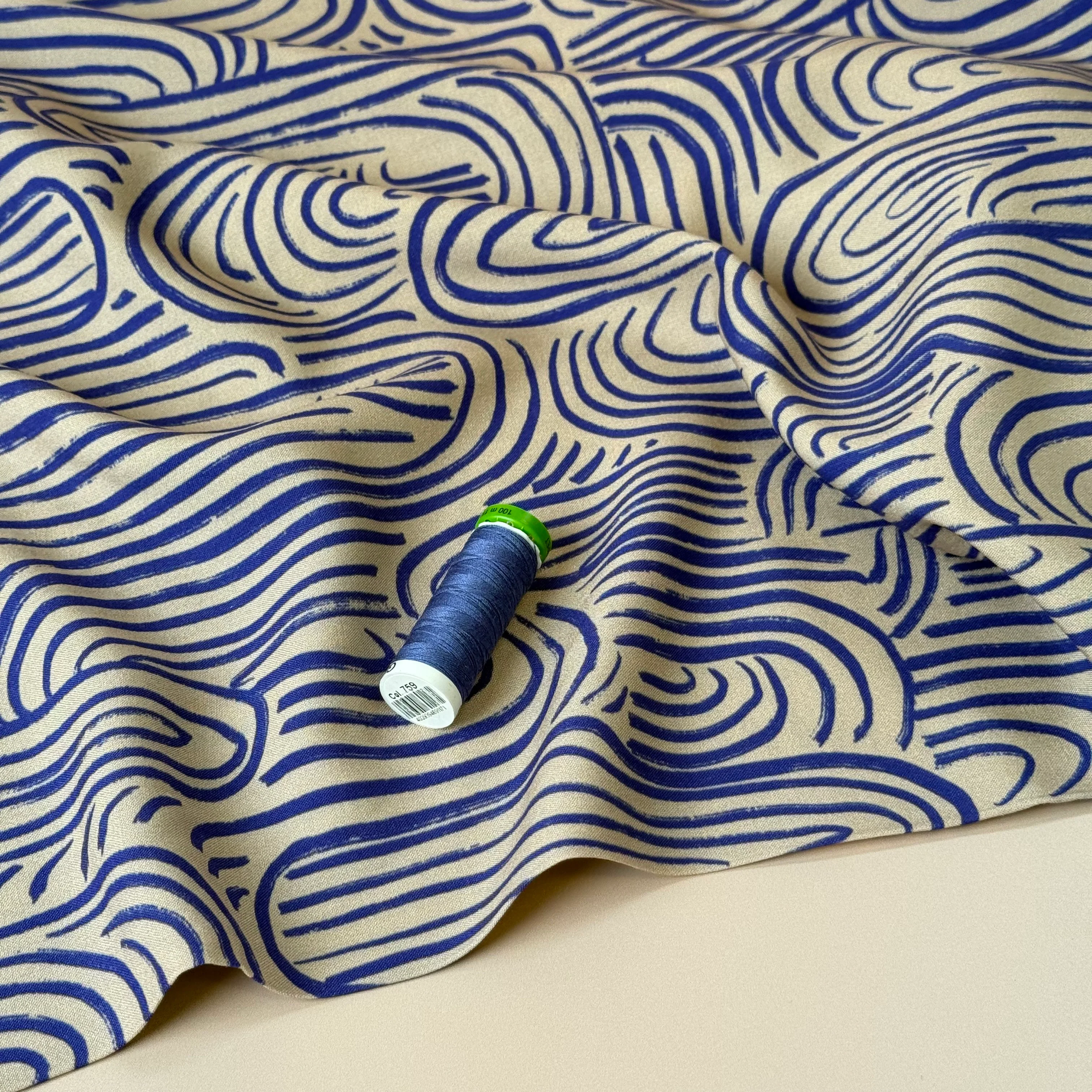 Atelier Jupe - Soft Viscose with Blue Abstract Print - Image 7