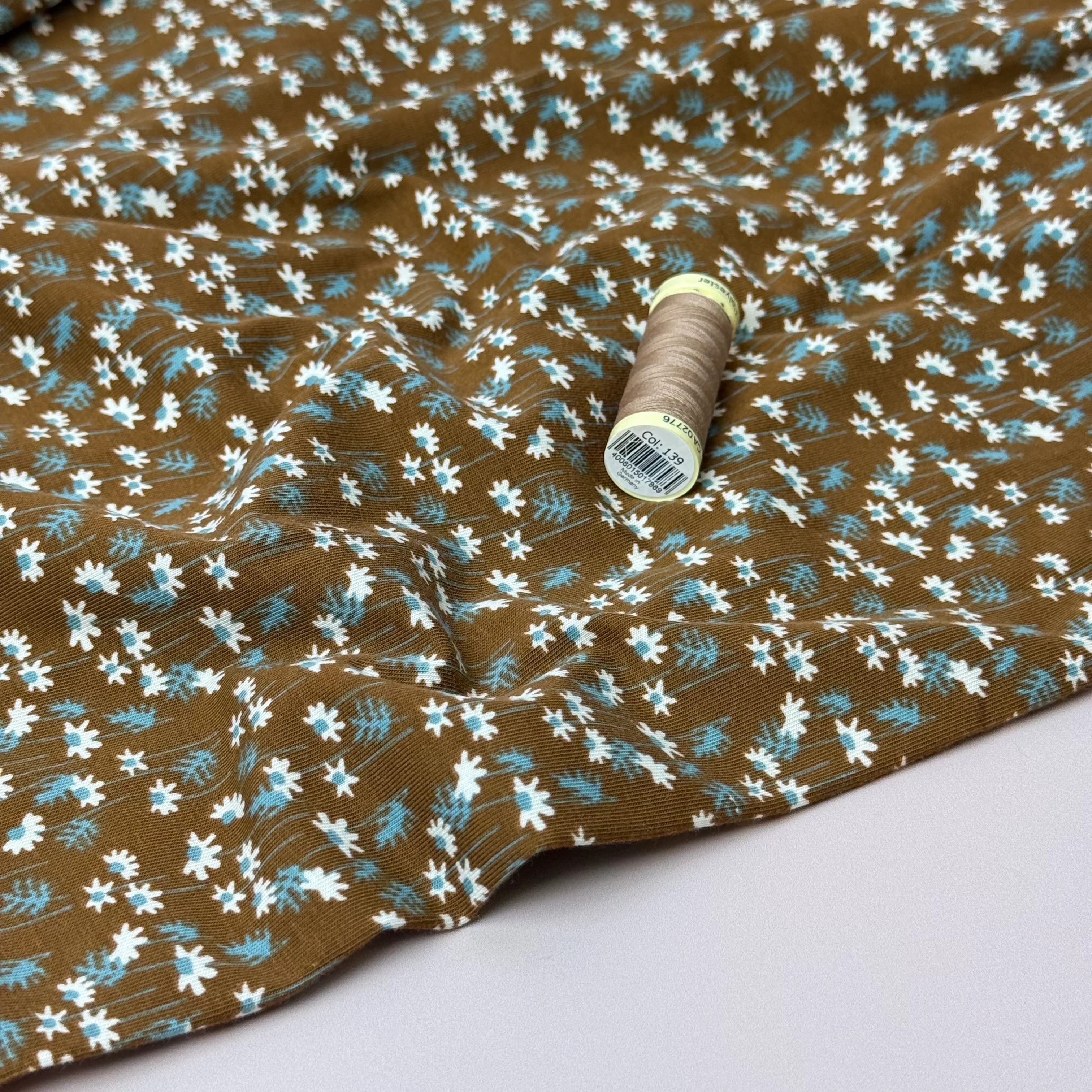 Autumn Daisies Cotton Jersey Fabric