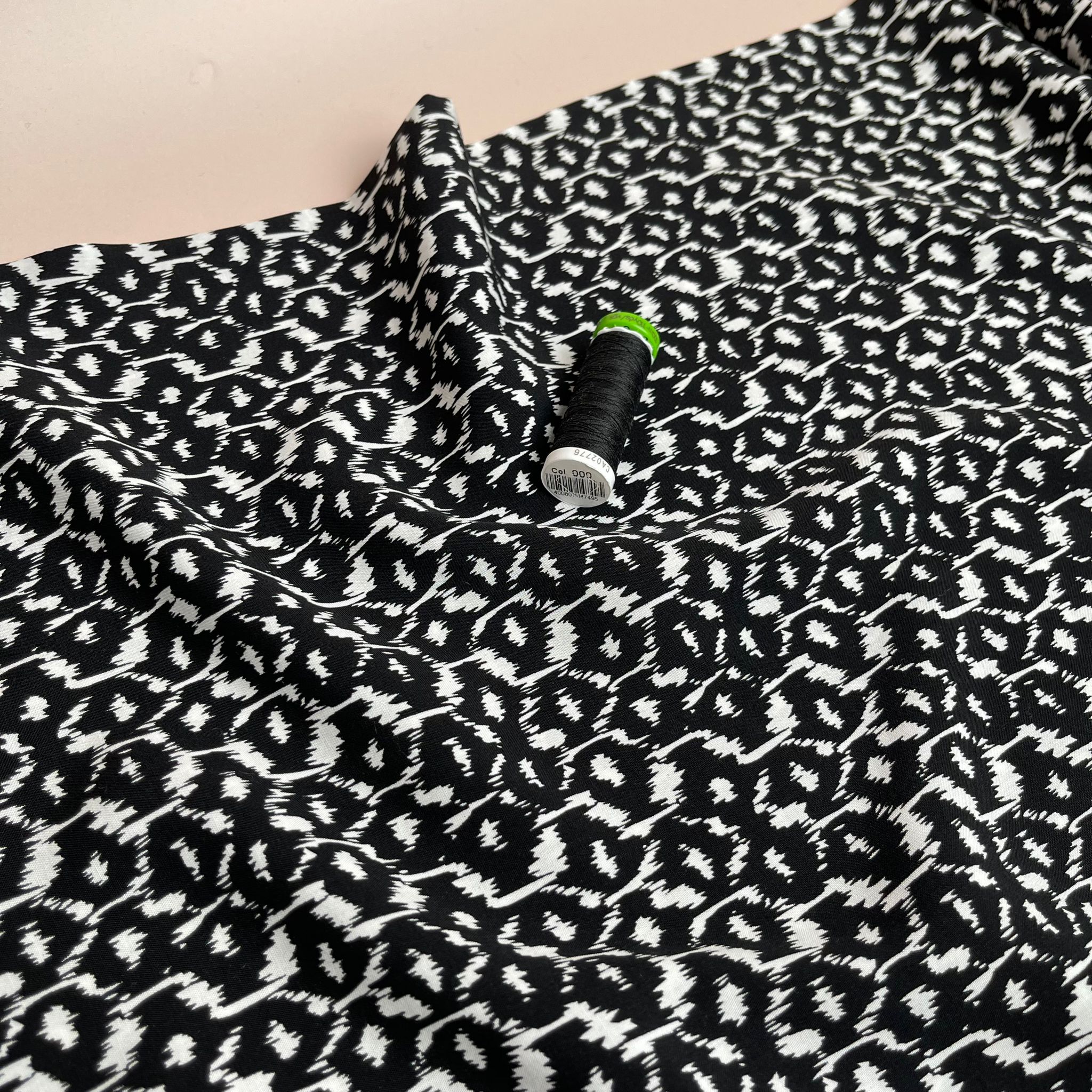 REMNANT 1.5 Metres - Black Honeycomb Viscose Fabric - Image 2