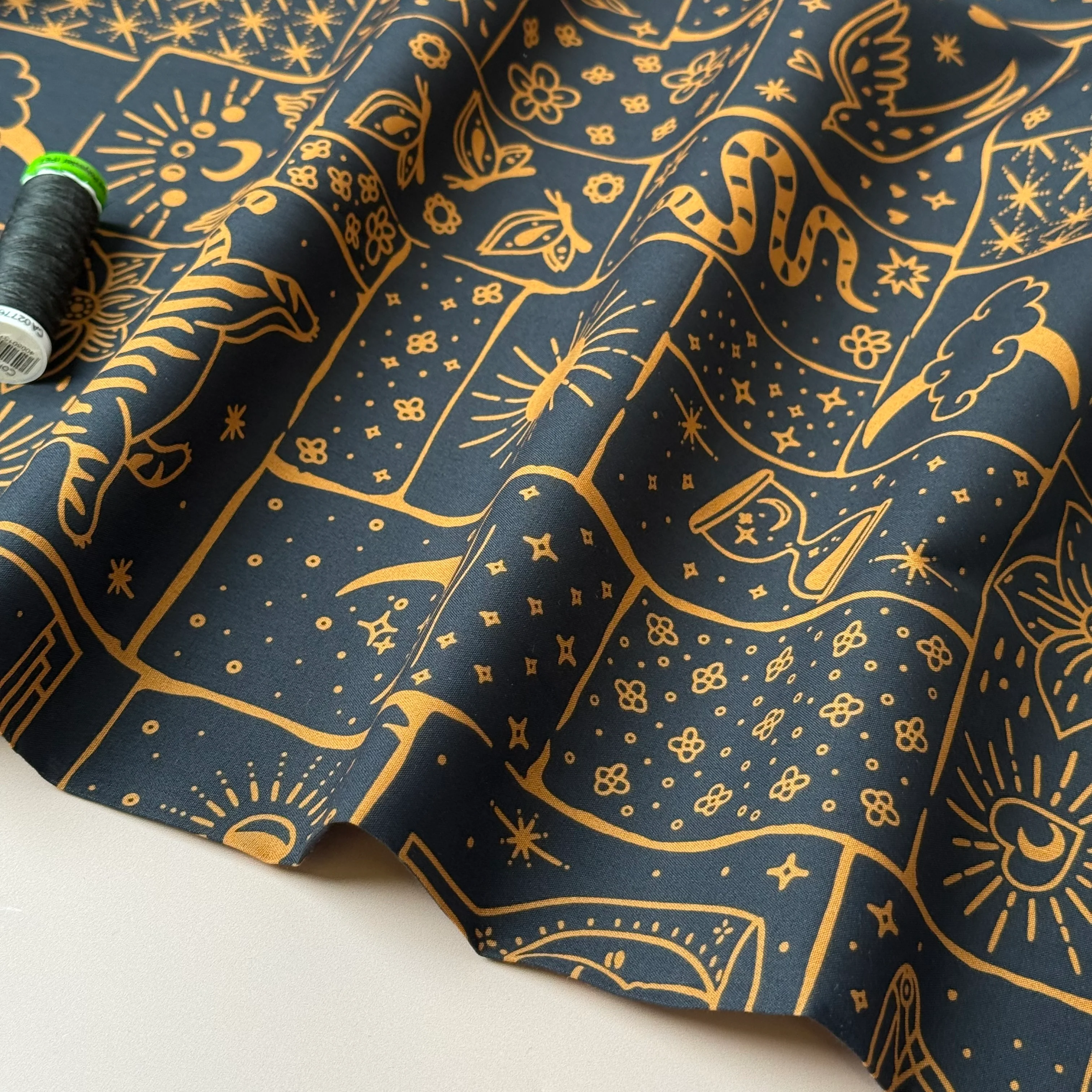 Boho Black Cotton Poplin Fabric - Image 11