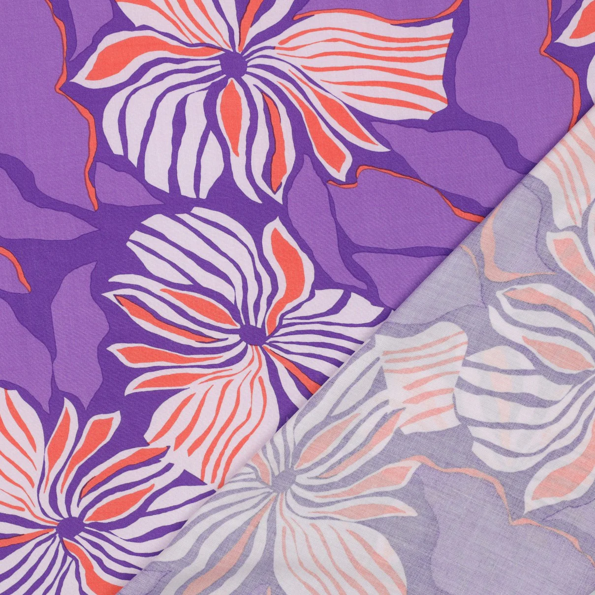 Bold Painted Flowers on Purple LENZING™ ECOVERO™ Viscose Fabric - Image 6