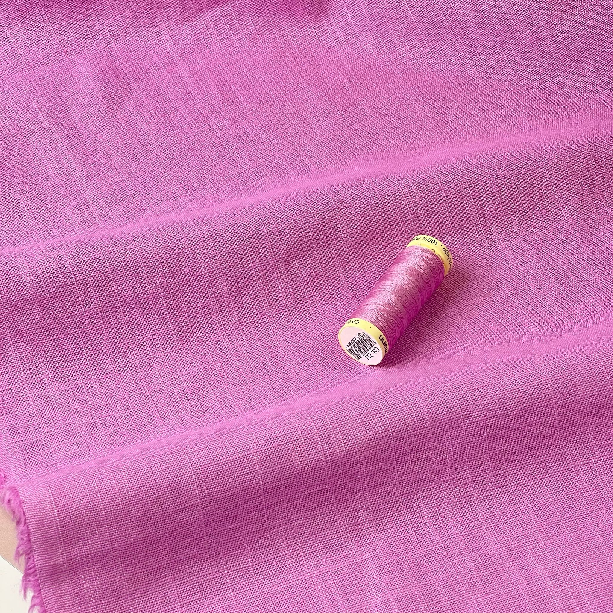 Breeze Candy Pink - Enzyme Washed Linen Cotton Fabric - Image 2