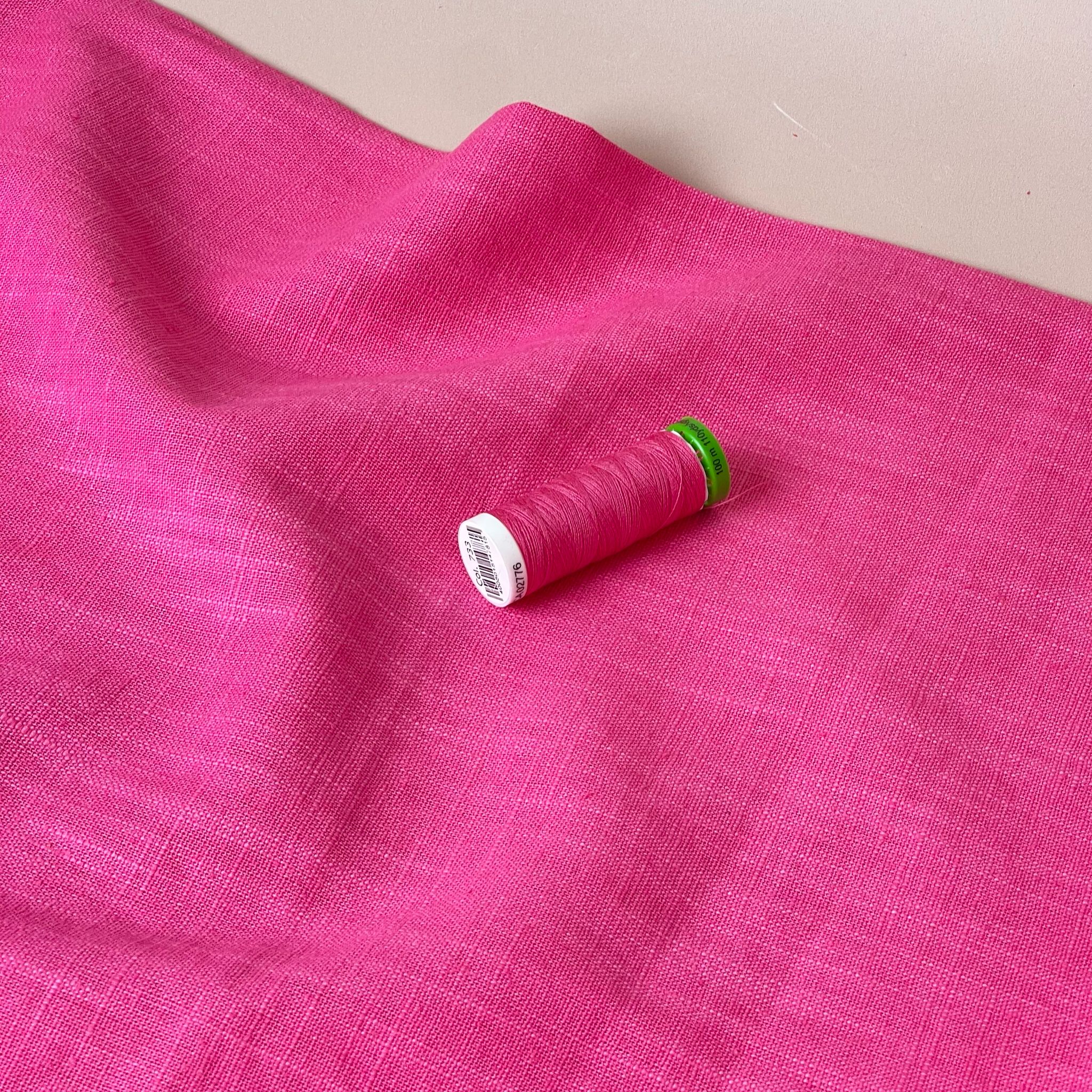 Breeze Cerise Pink - Enzyme Washed Pure Linen Fabric - Image 6
