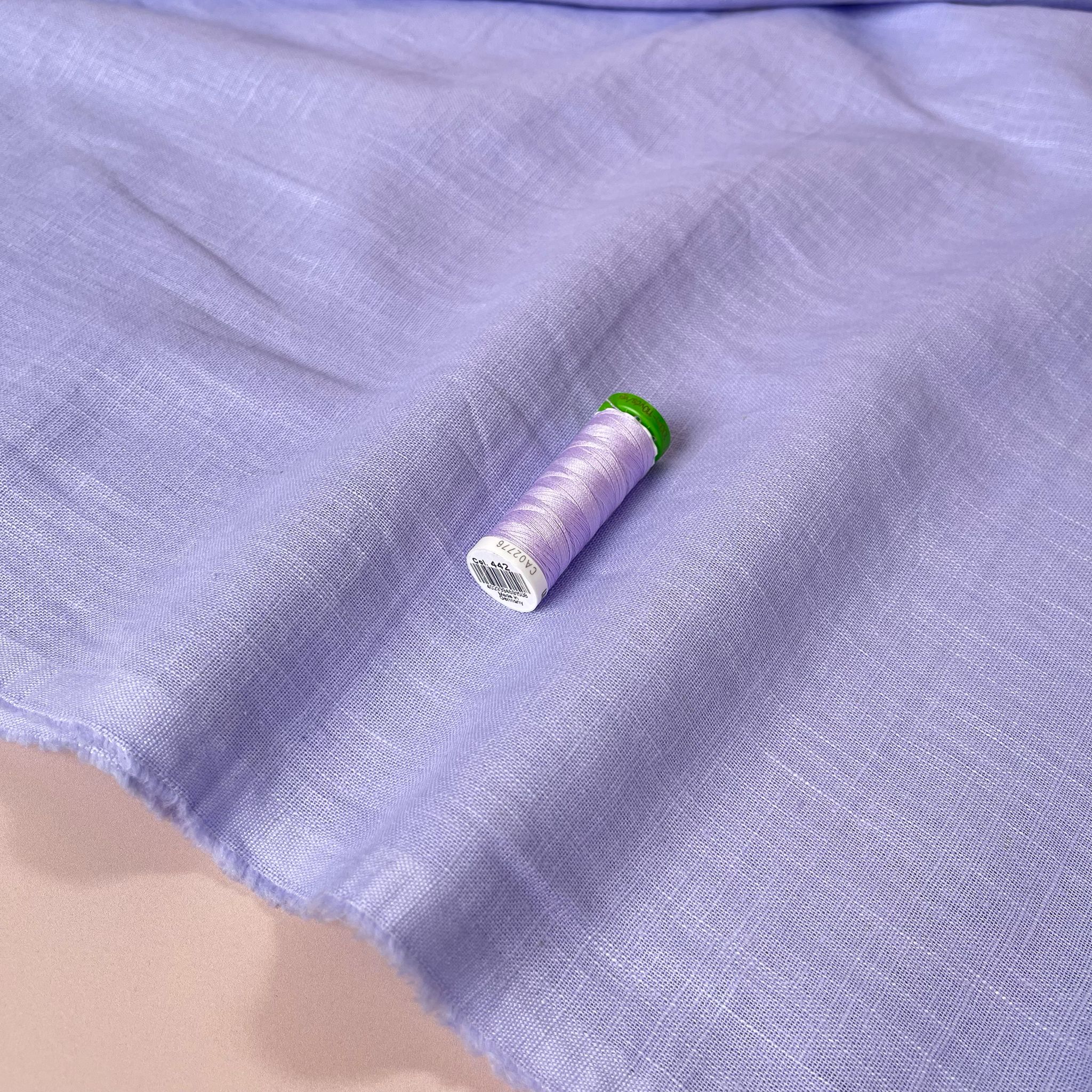 REMNANT 0.29 Metre - Breeze Cool Lilac - Enzyme Washed Pure Linen Fabric - Image 2