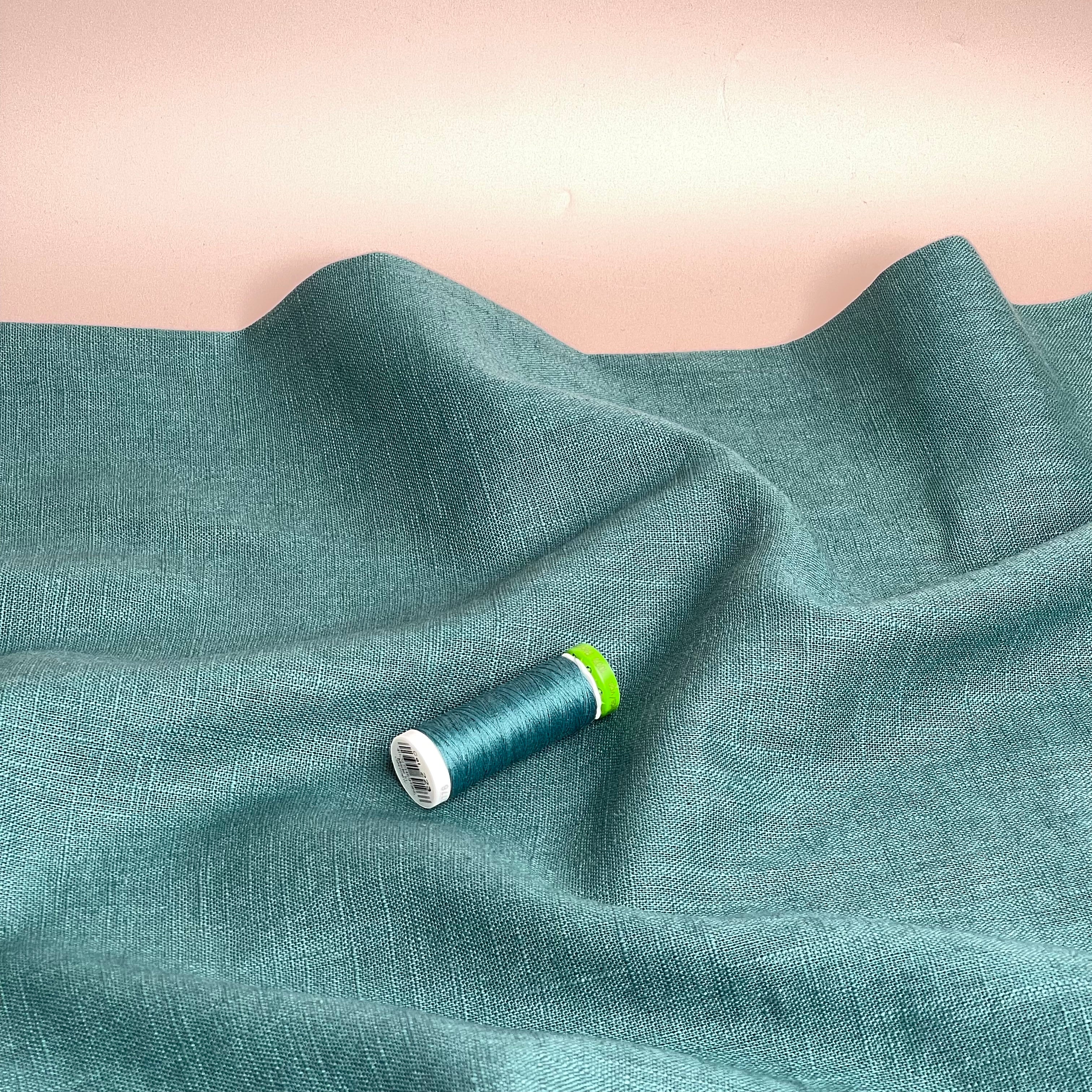 Breeze Lagoon - Enzyme Washed Pure Linen Cotton Fabric - Image 4
