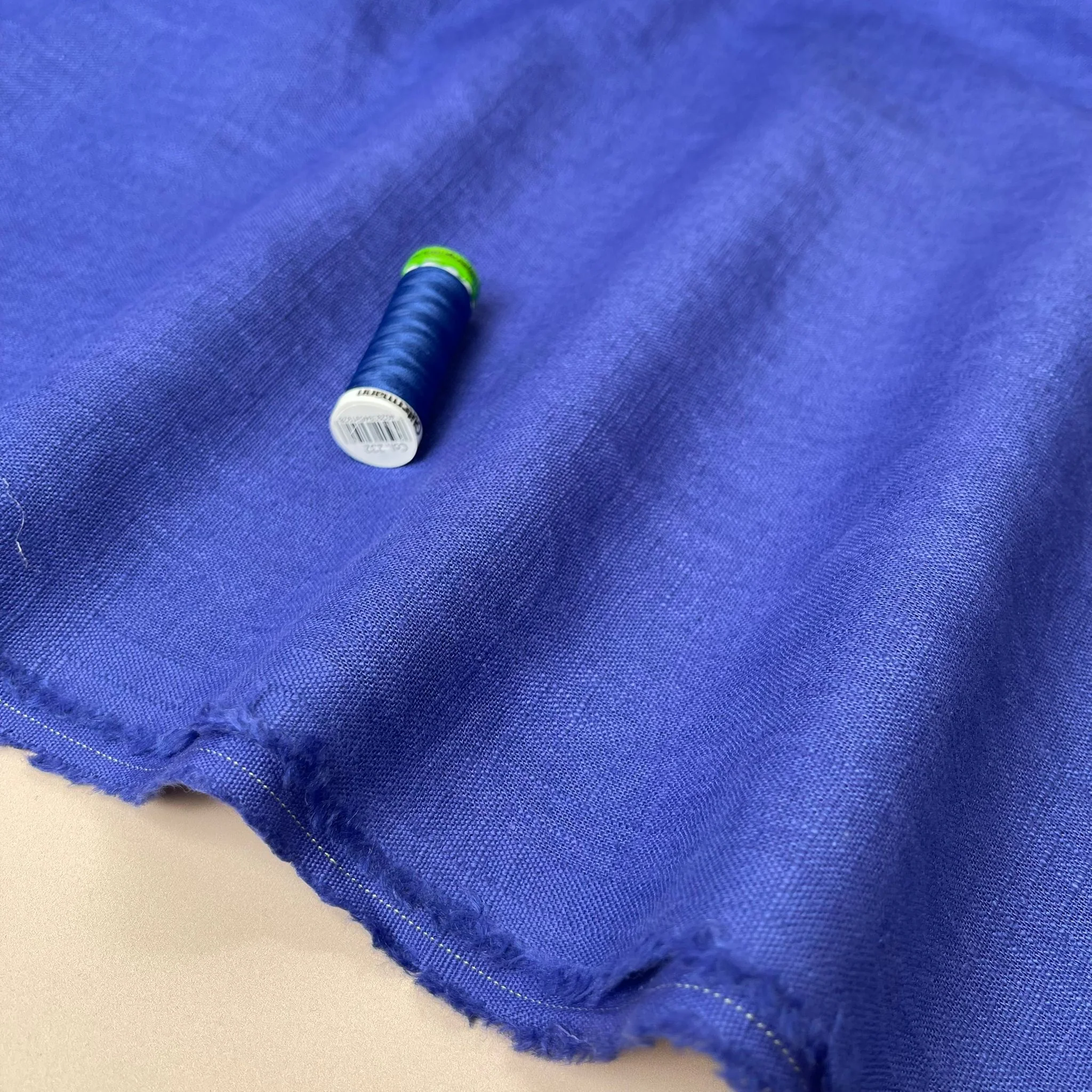 Breeze Lapis Blue - Enzyme Washed Linen Cotton Fabric - Image 3