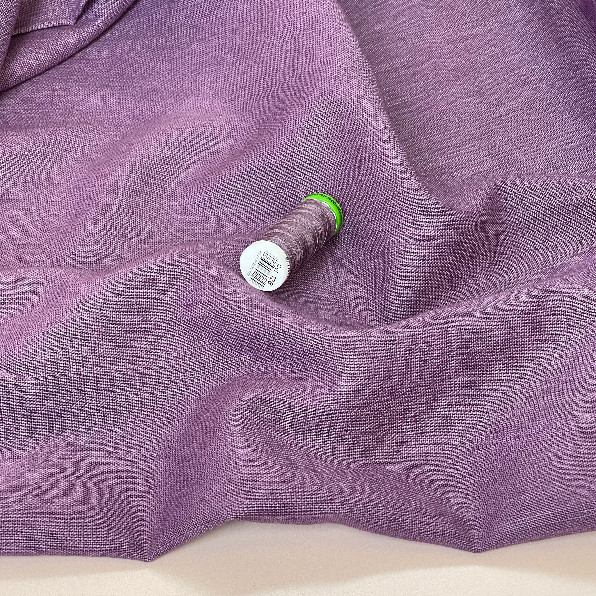 REMNANT 0.88 Metre - Breeze Dark Lavender - Enzyme Washed Linen Cotton Fabric - Image 2