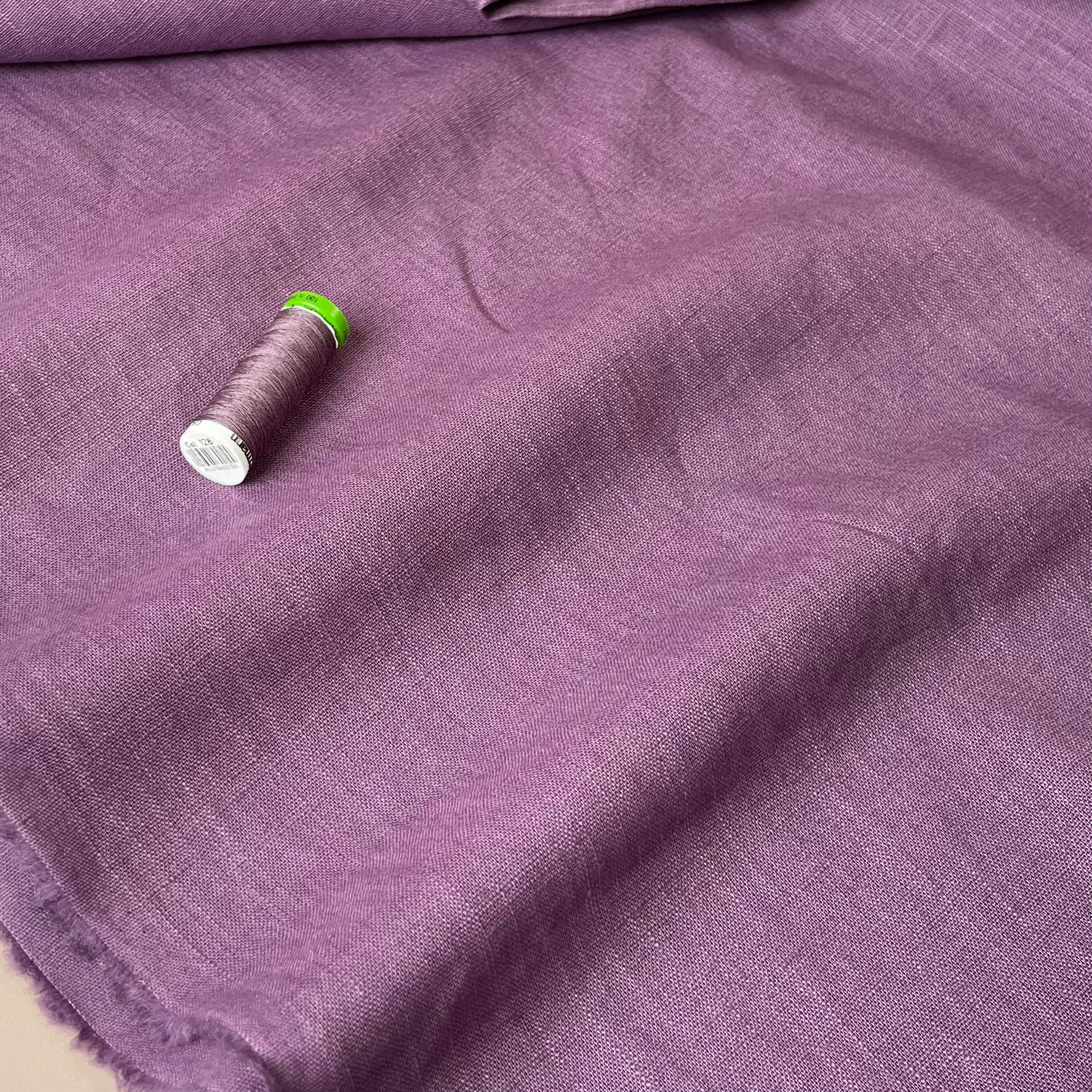 REMNANT 0.88 Metre - Breeze Dark Lavender - Enzyme Washed Linen Cotton Fabric - Image 5