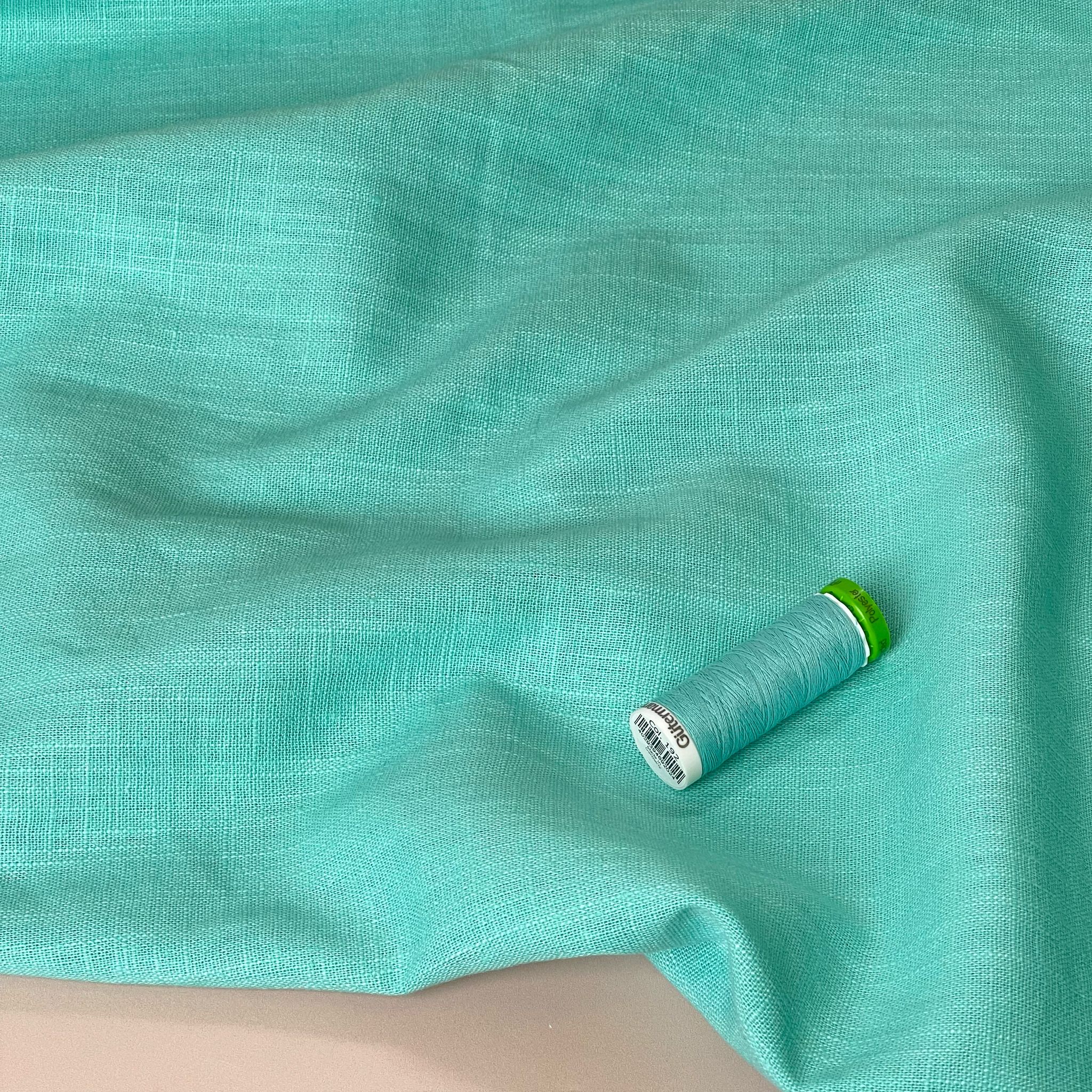 Breeze Spring Mint - Enzyme Washed Pure Linen Fabric - Image 6