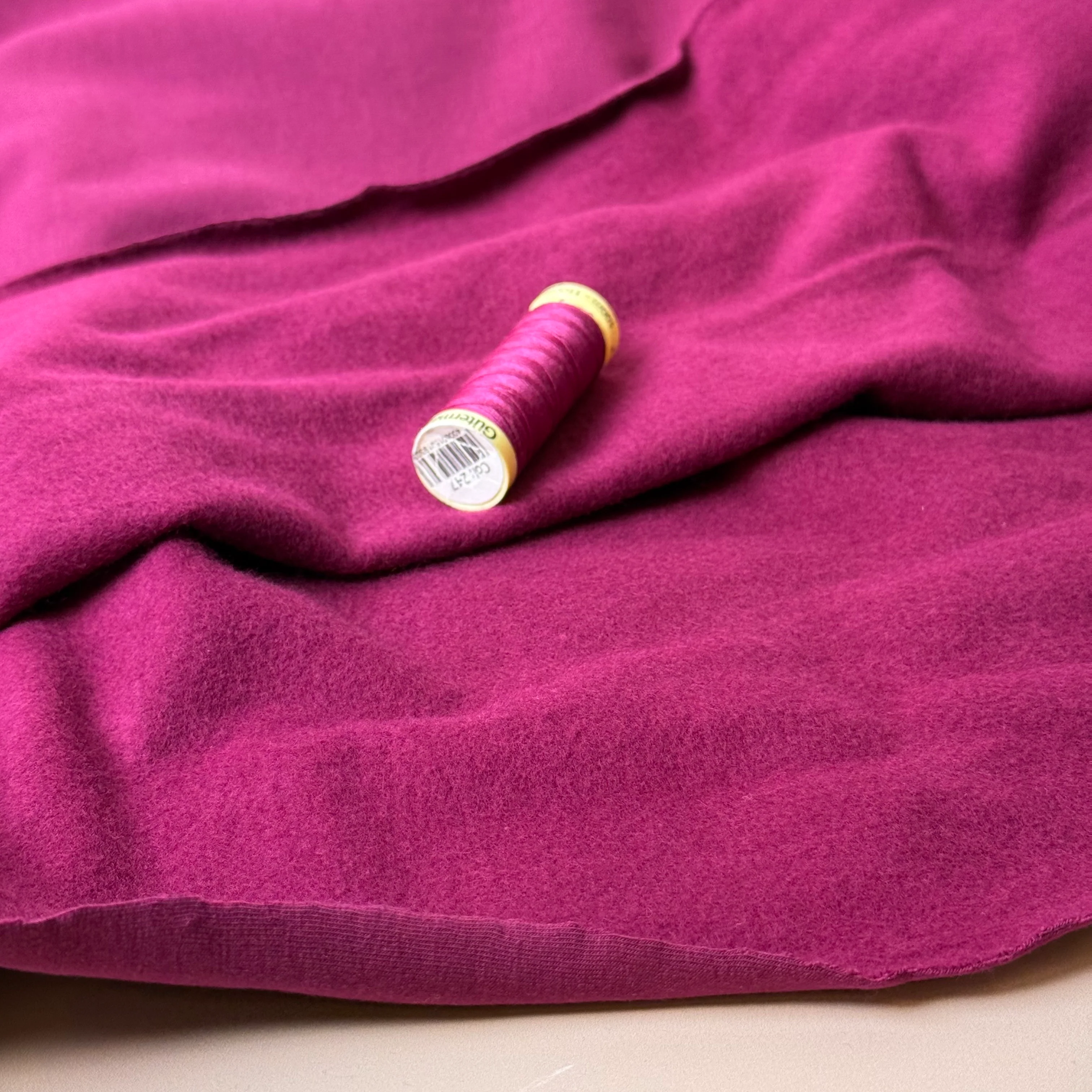 Brushed Cotton Sweat-shirting in Magenta - Image 2