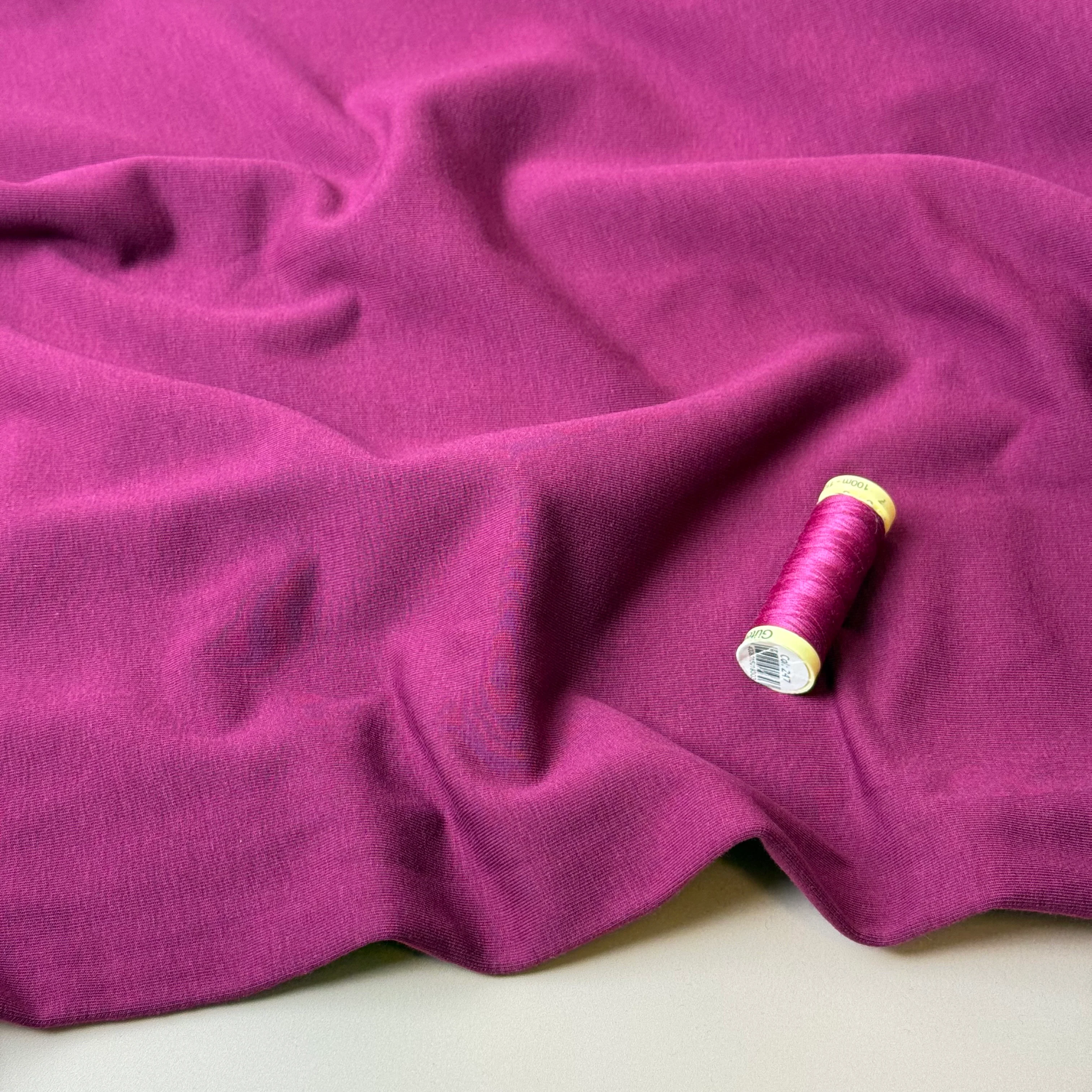 Brushed Cotton Sweat-shirting in Magenta - Image 3