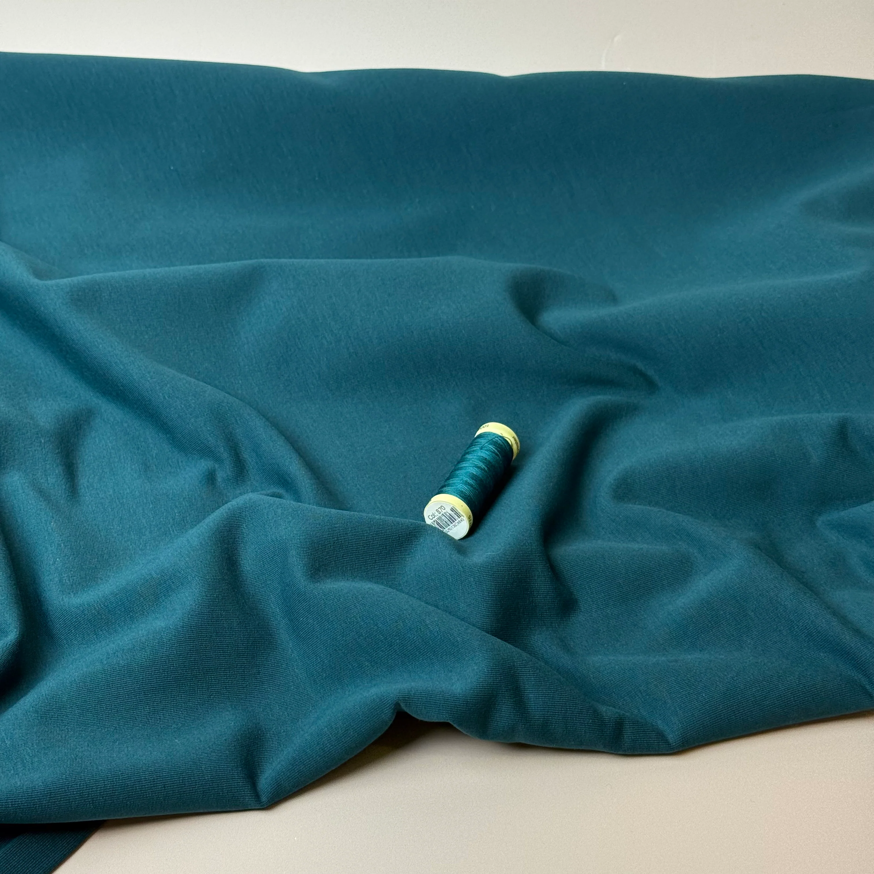 Brushed Cotton Sweat-shirting in Teal - Image 4