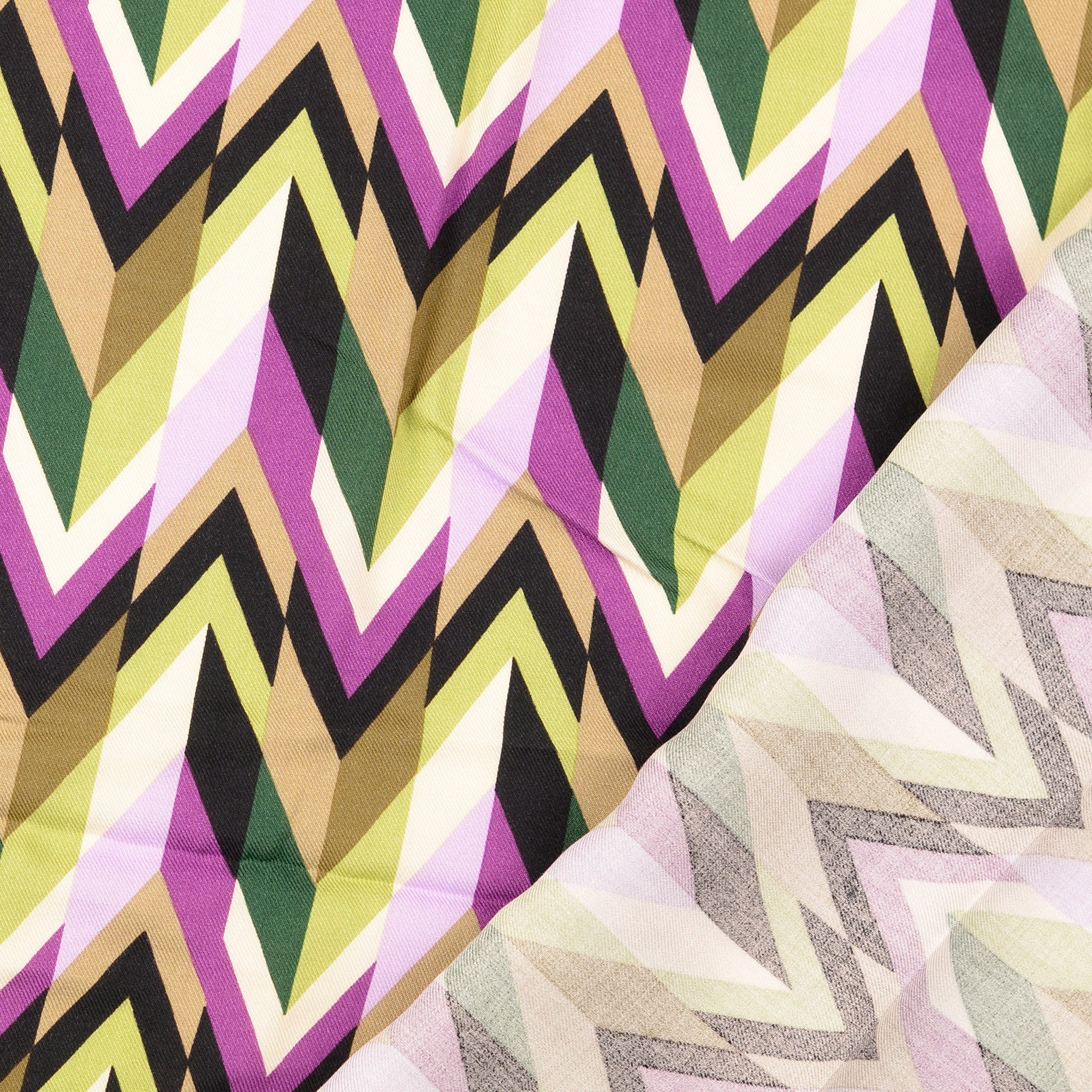 Chevrons Olive Viscose Twill Fabric - Image 3