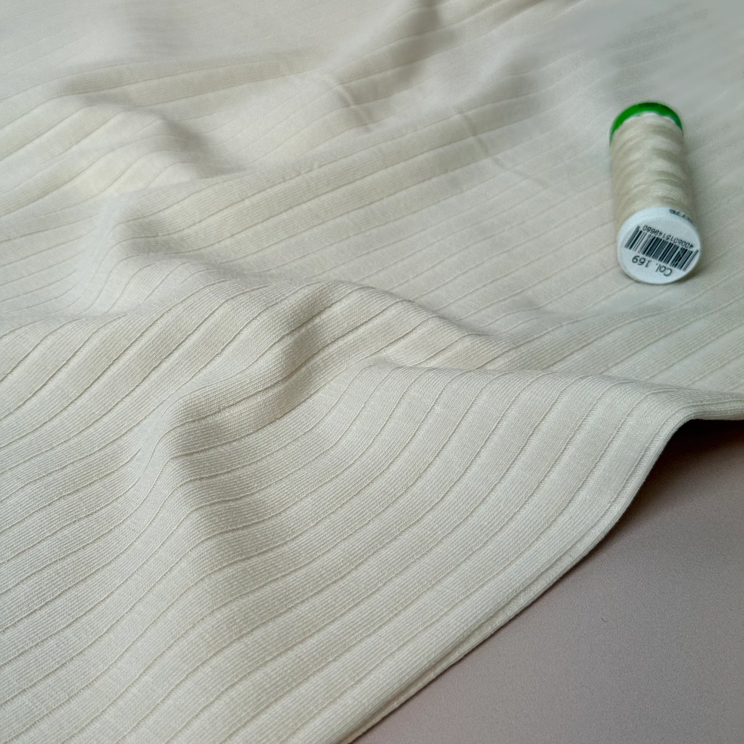 Clotted Cream Cotton Ribbed Jersey - Image 4