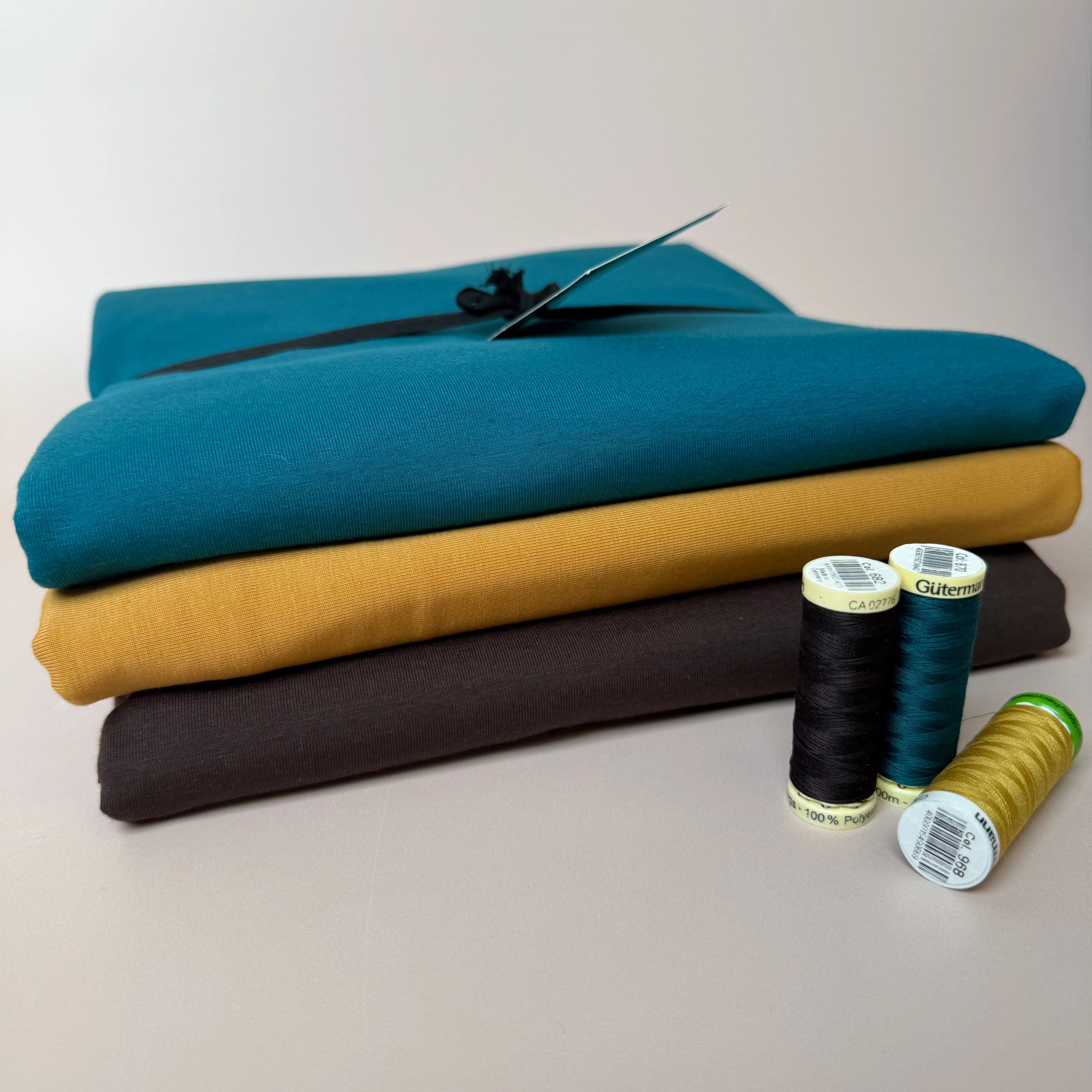 Colour Bundles - Brown & Teal Essential Chic Cotton Jersey Fabrics - Image 5