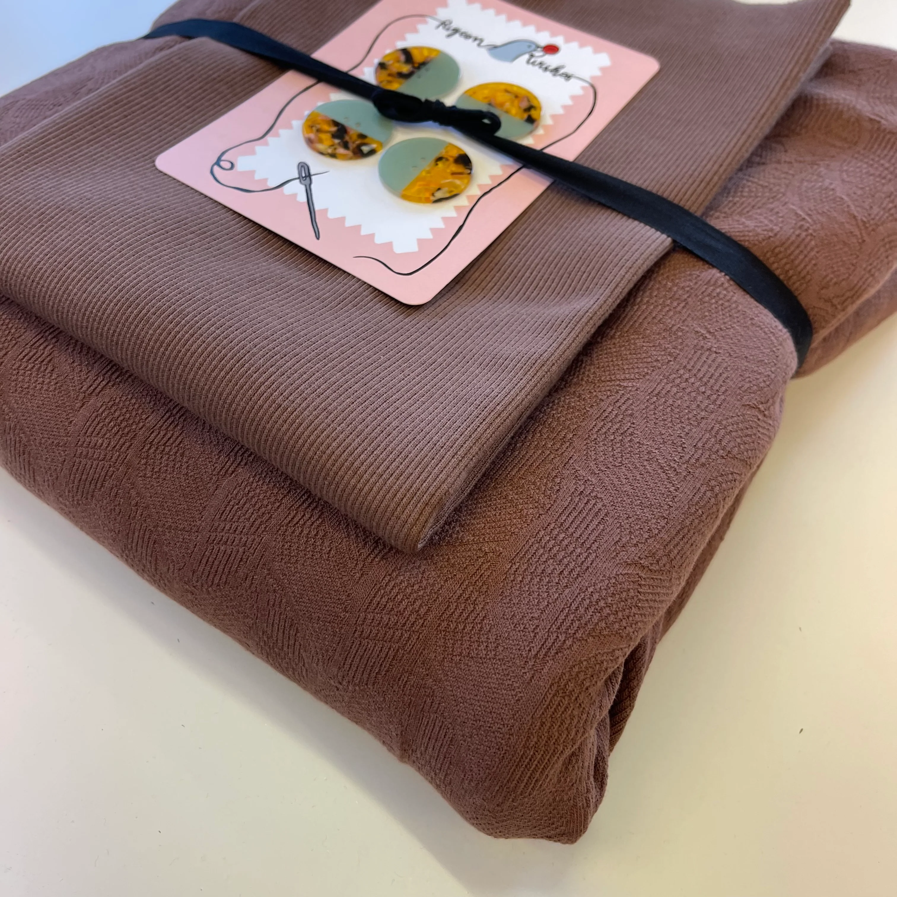 Colour Bundles - Organic Leaf Jacquard Dust Brown Sweater / Cardigan Kit - Image 6