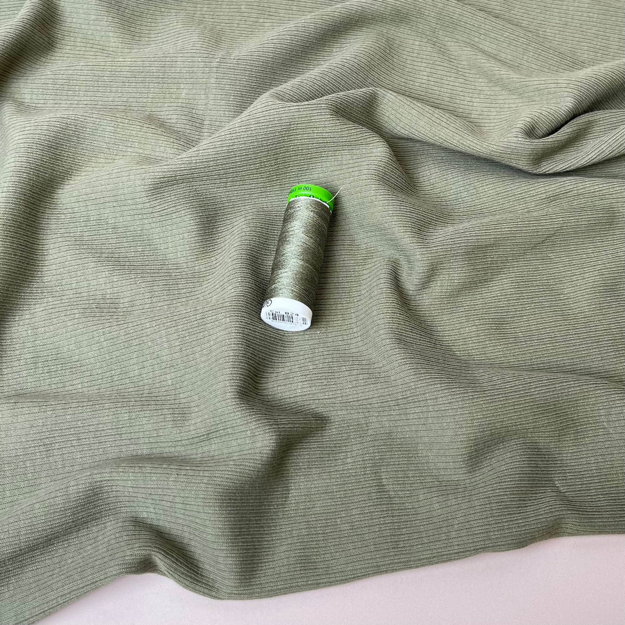 Cosy Cotton Ribbed Jersey - Olive Green - Image 3