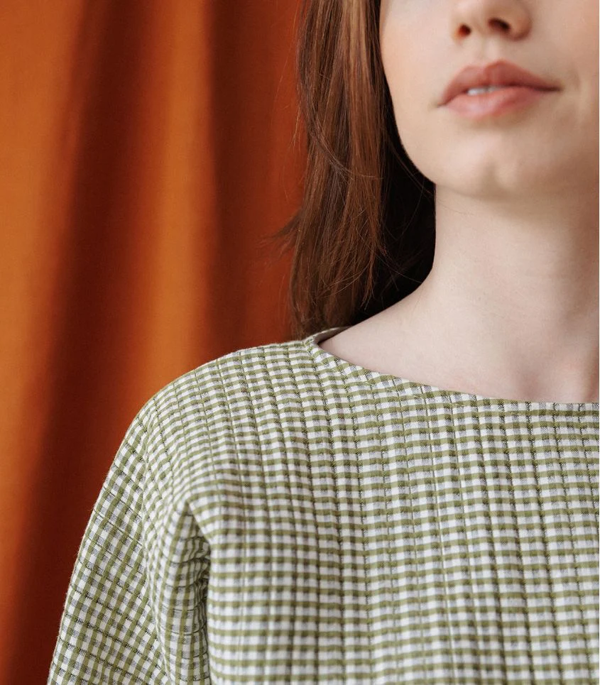 Cousette - Kiwi Gingham Quilted Jacquard Fabric - Image 6