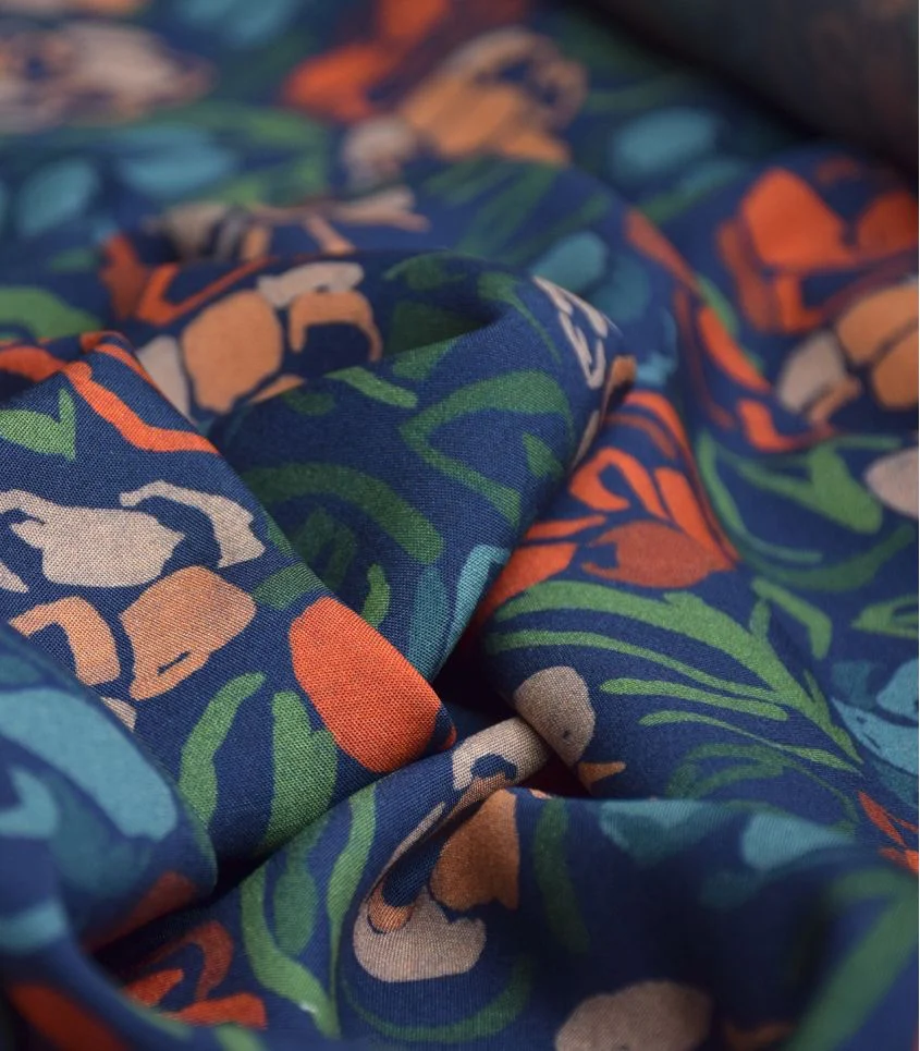 REMNANT 0.77 Metre - Cousette - Rose Garden Midnight Viscose Fabric - Image 2