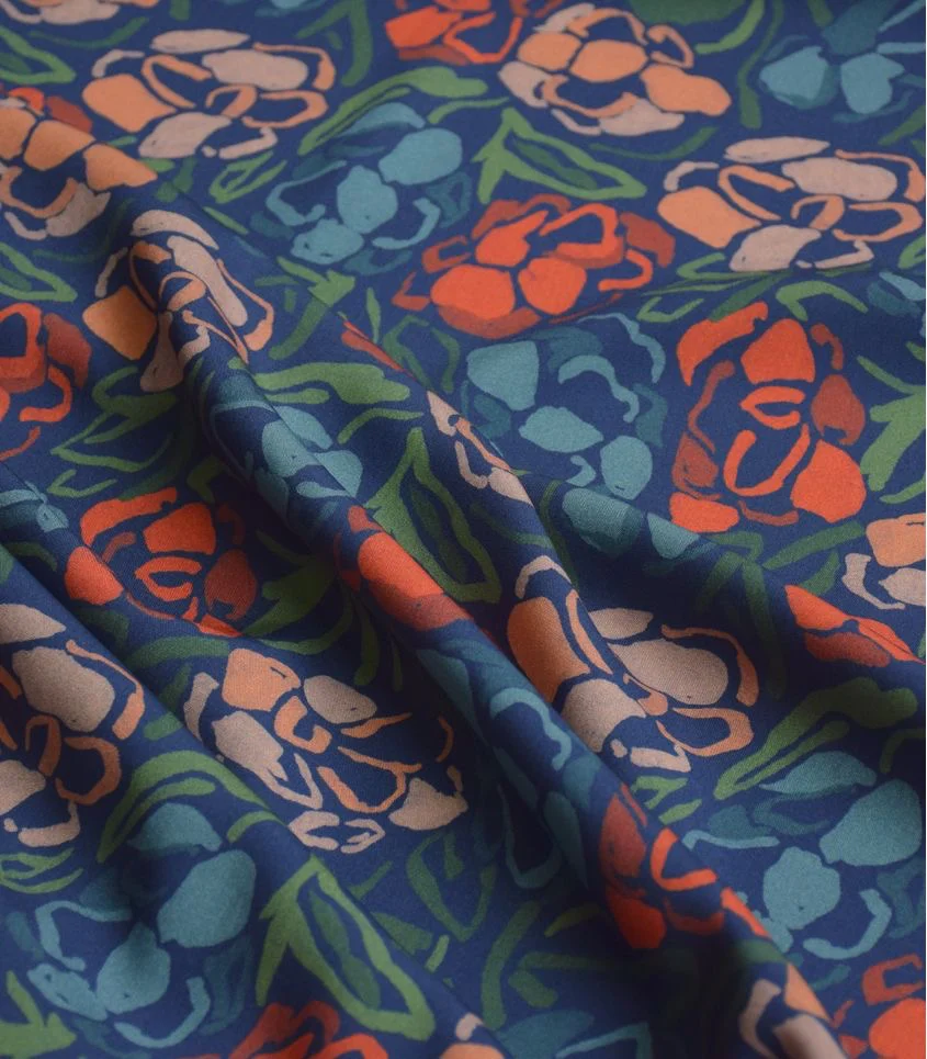 REMNANT 0.77 Metre - Cousette - Rose Garden Midnight Viscose Fabric - Image 6