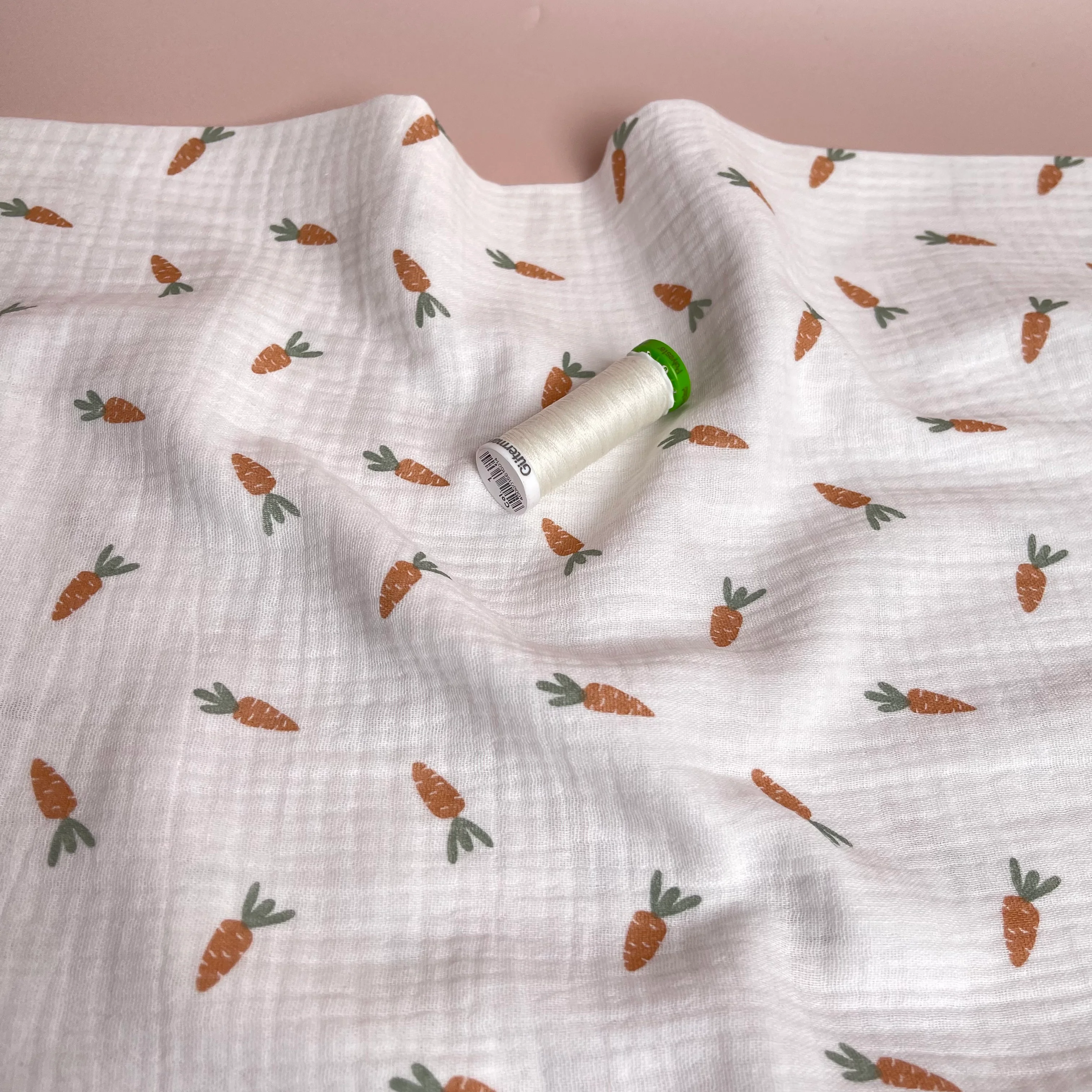 Cute Carrots Off-White Cotton Double Gauze - Image 5