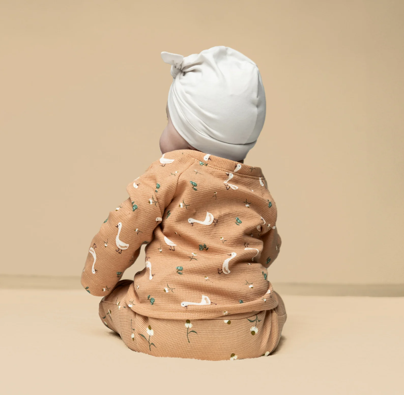 Cute Daisies Cotton Waffle Jersey in Dusky Salmon - Image 9