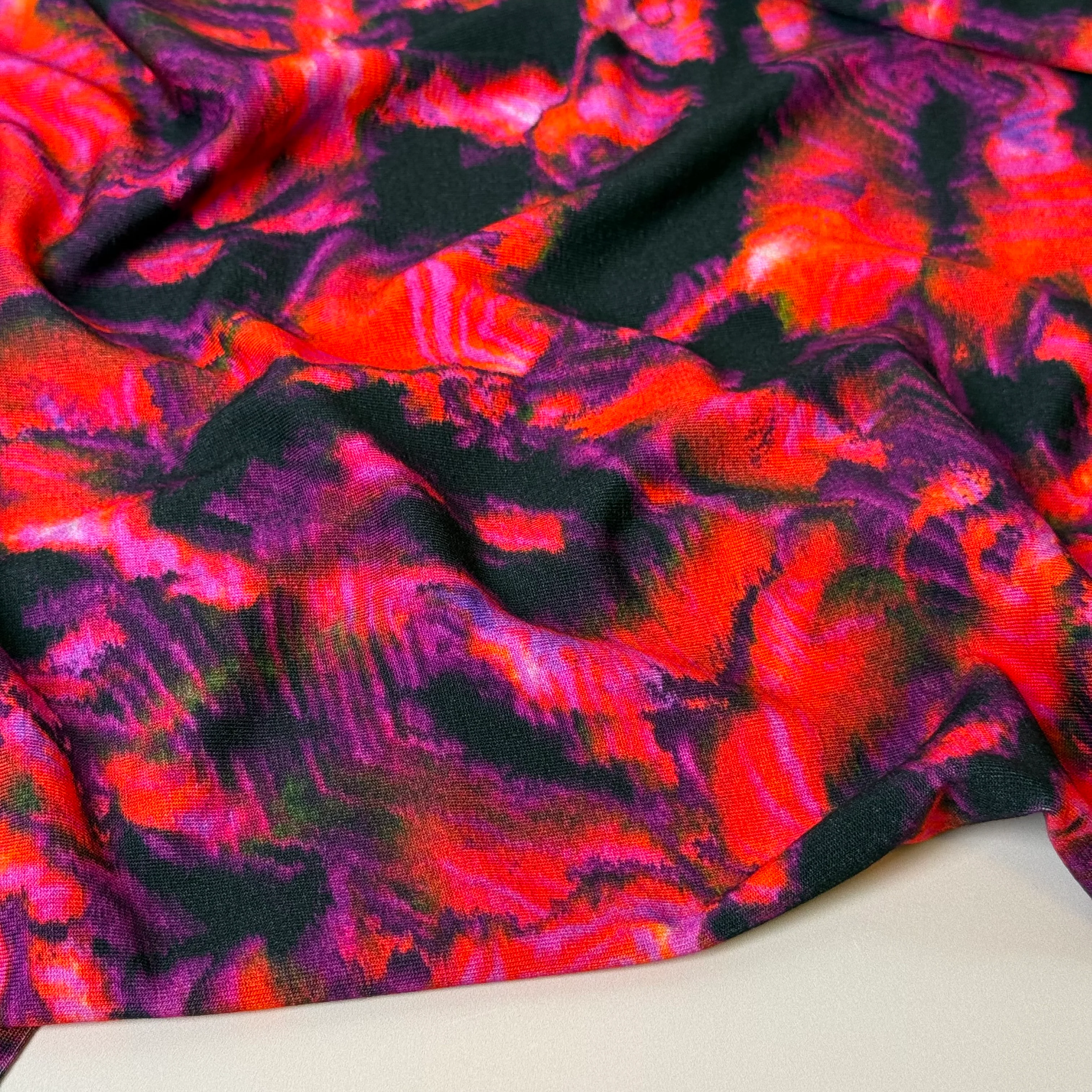 REMNANT 2.3 Metres - Danish Design - Abstract Red ECOVERVO™ Viscose Jersey - Image 6