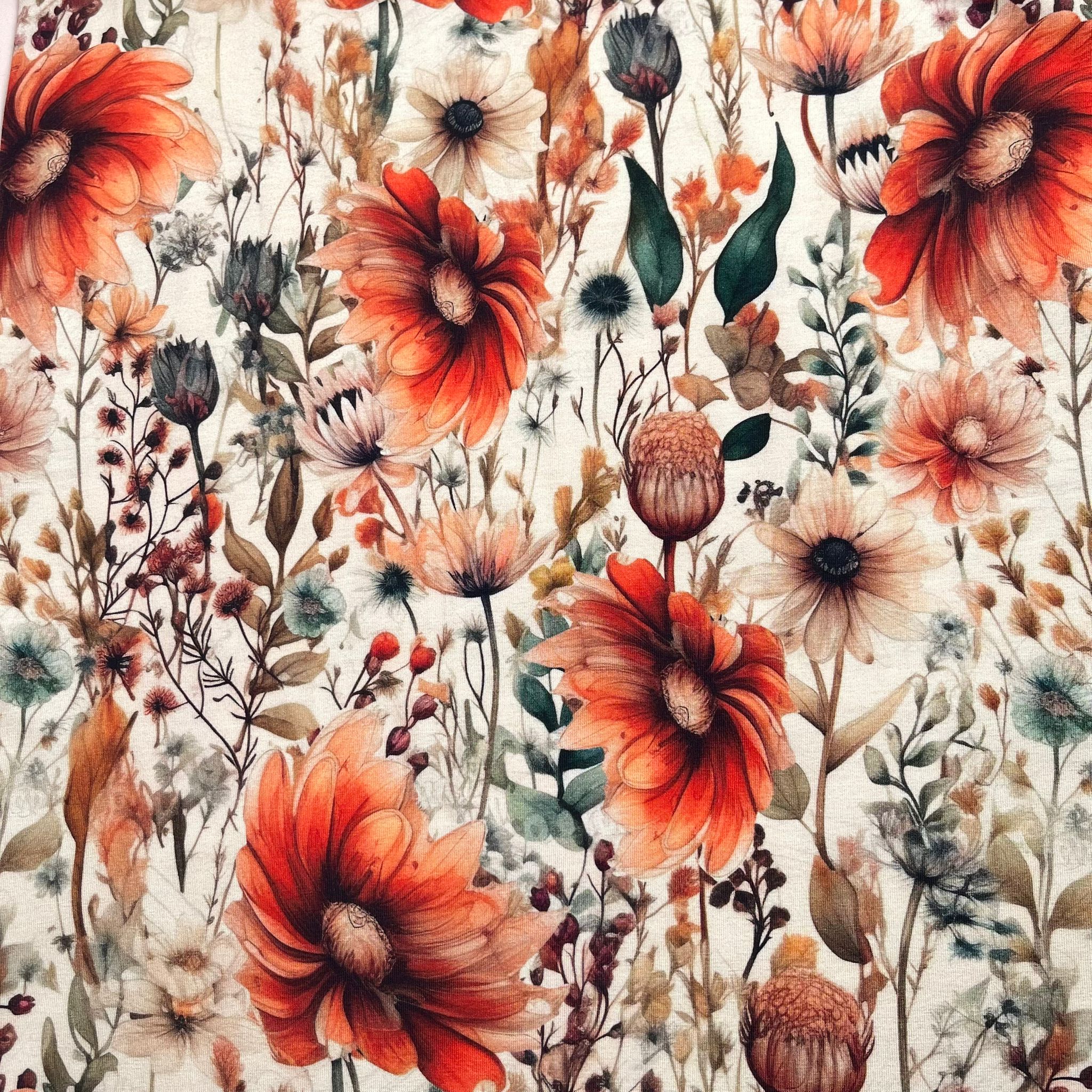 Danish Design - Autumn Florals Cotton Jersey Fabric - Image 6