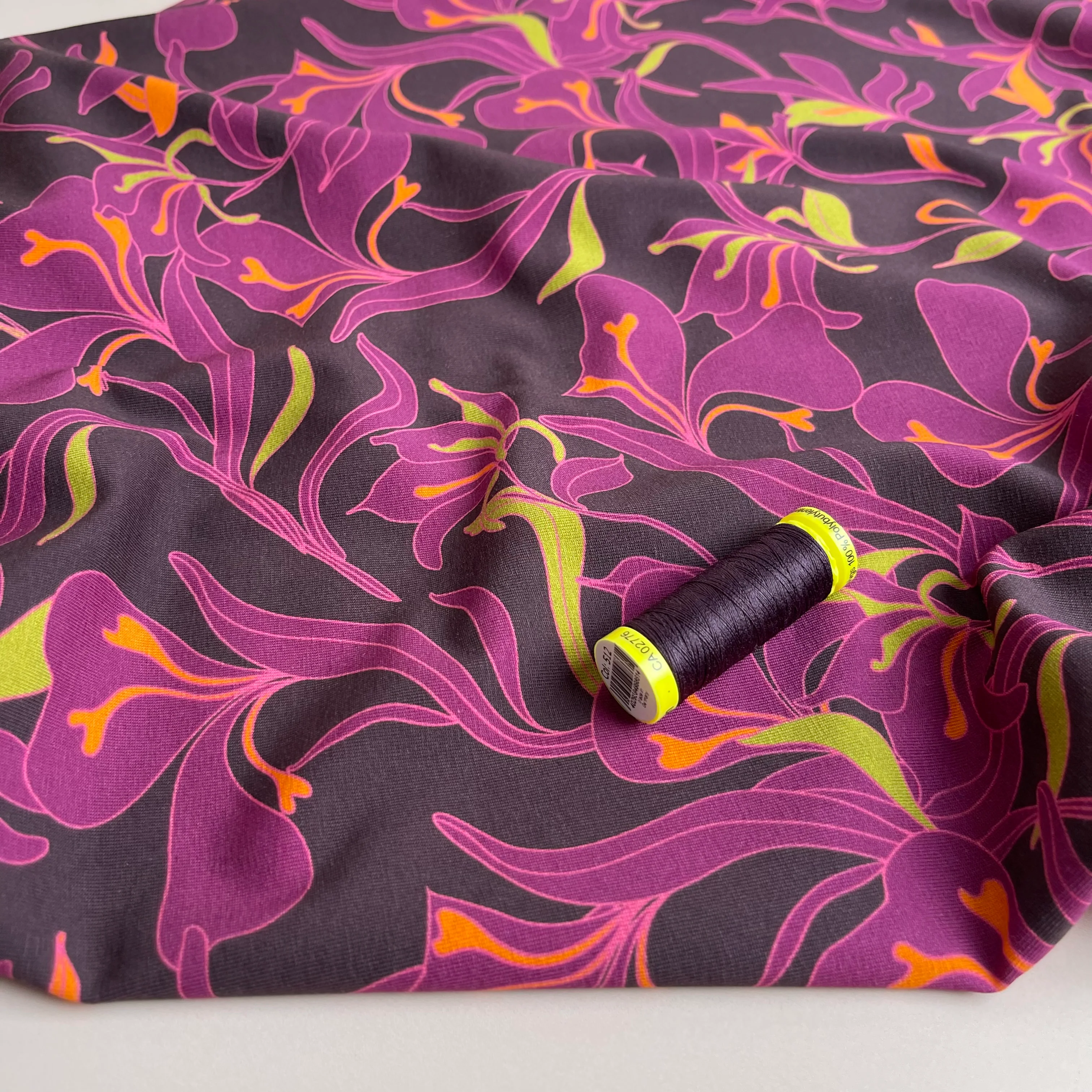 Danish Design - Graphic Lilies Cotton Jersey Fabric - Image 2