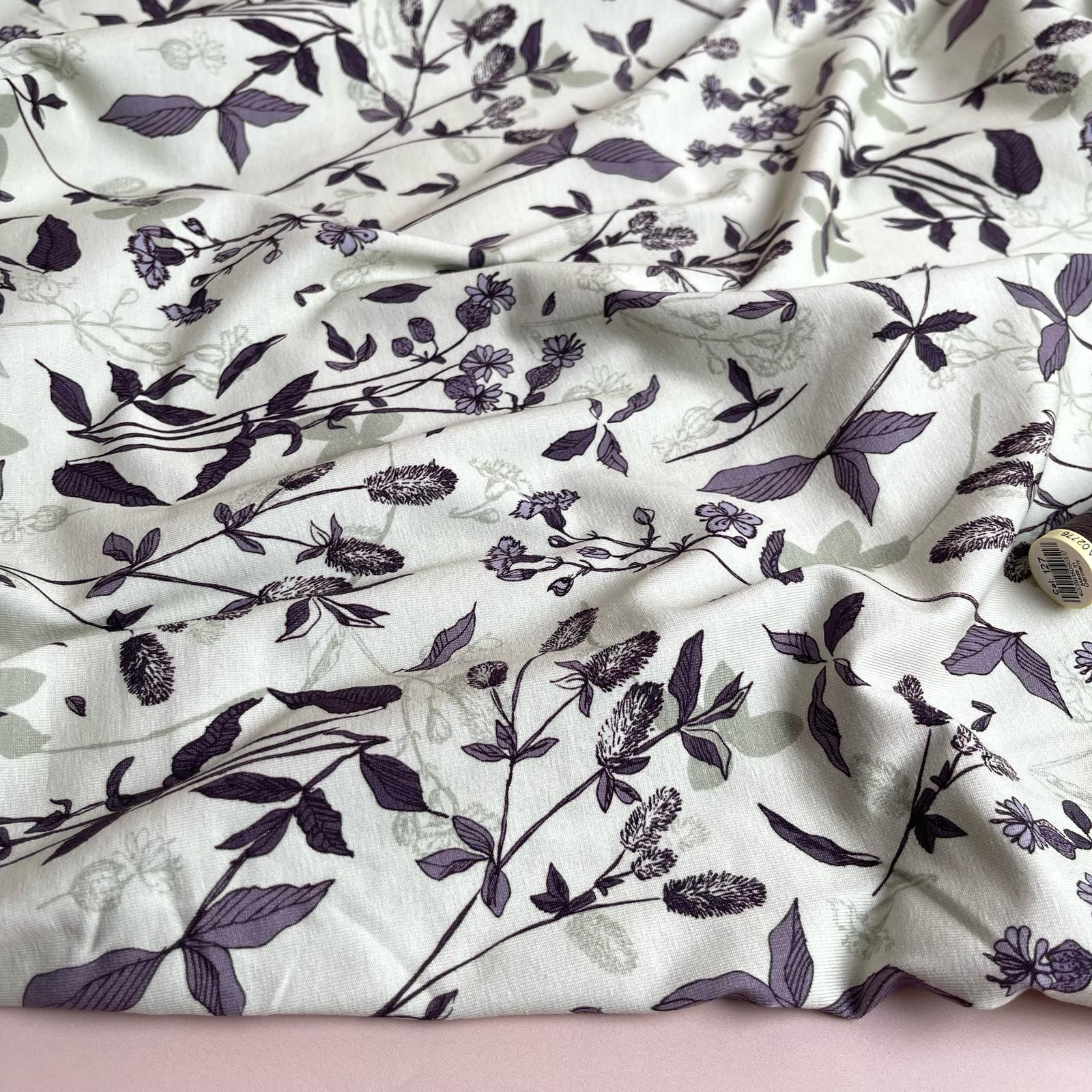 Danish Design - Mauve Foliage Cotton Jersey Fabric - Image 5