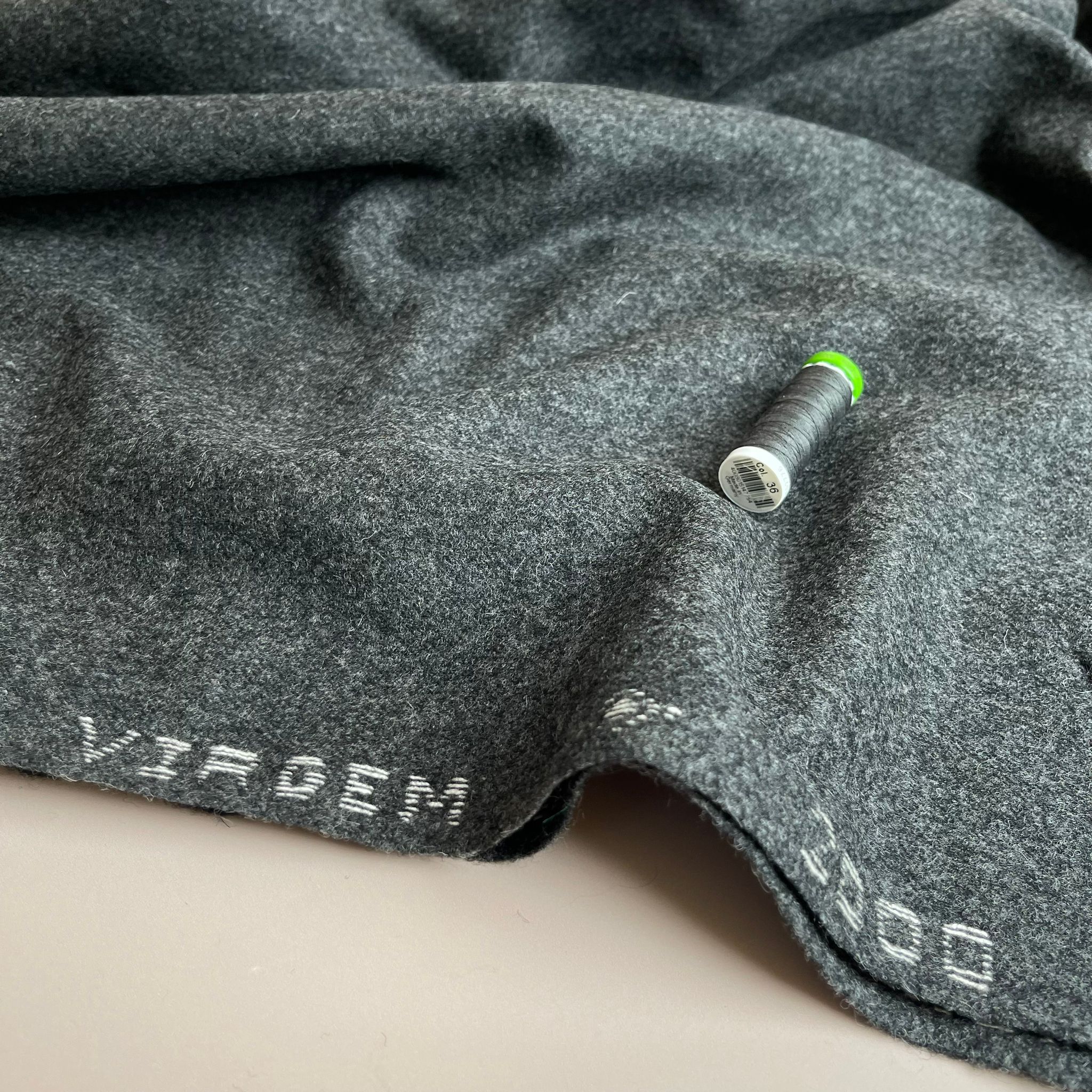 Ex-Designer Deadstock Dark Grey Virgin Wool Coating Fabric from Italy - Image 6