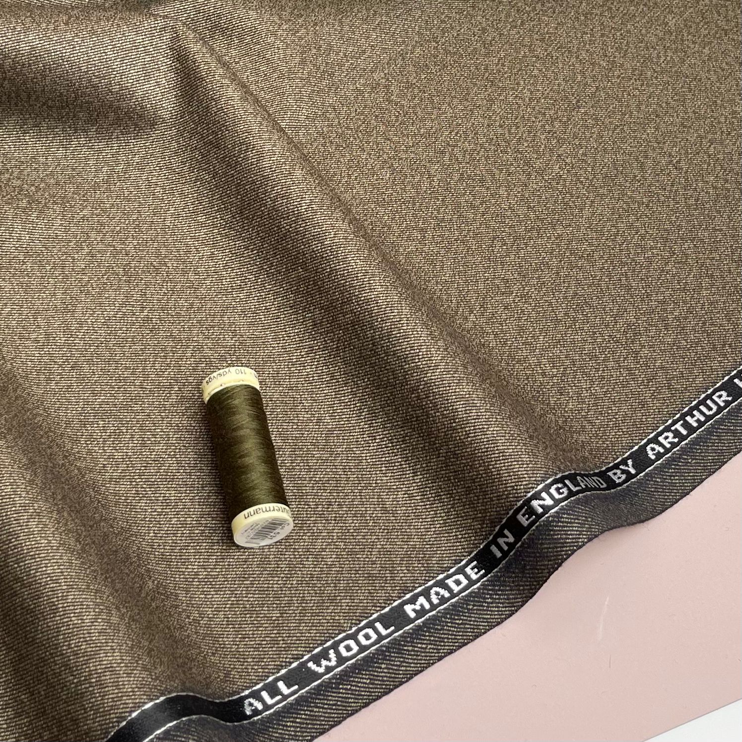 Deadstock Olive Brown Lightweight Wool Coating - Image 4