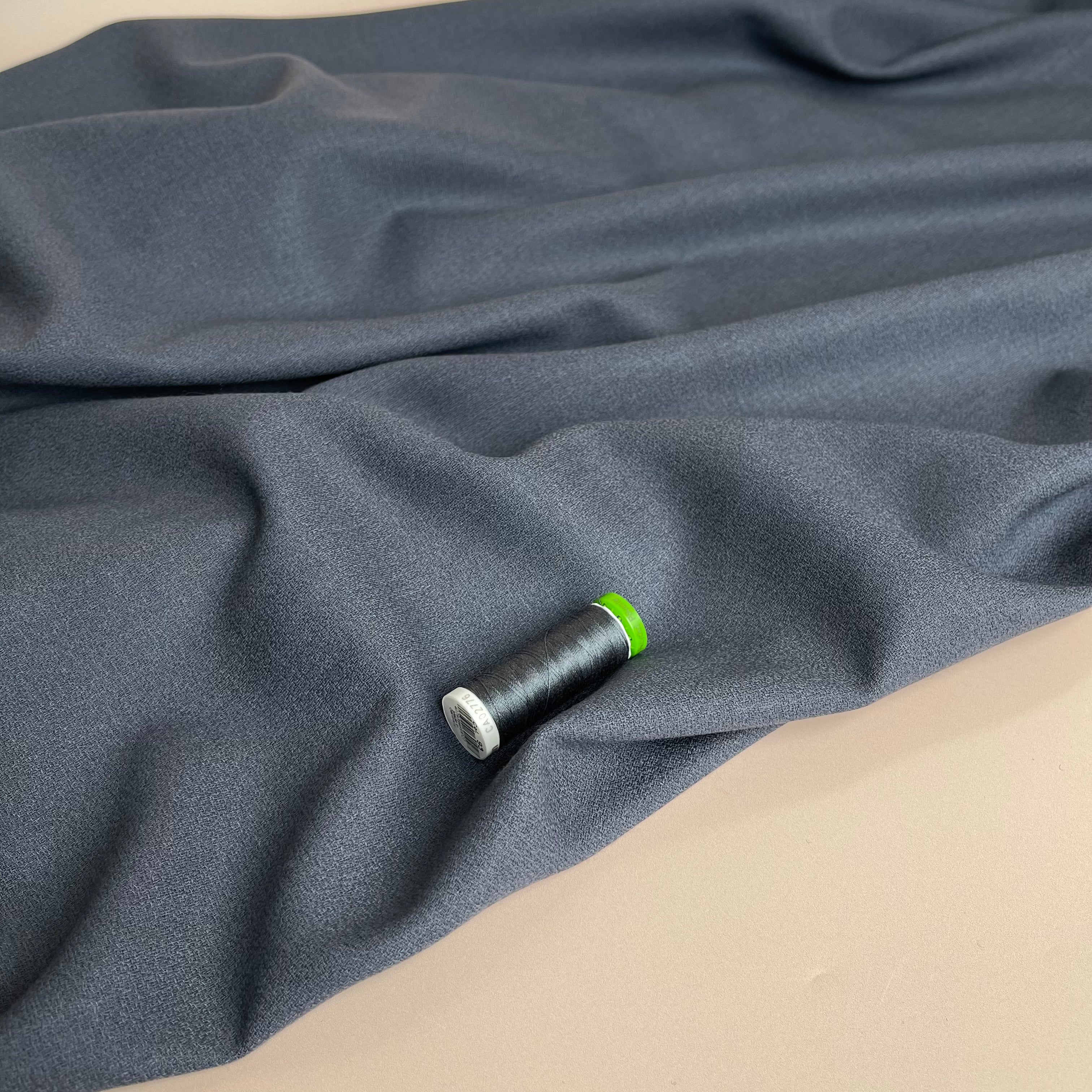 Deadstock Pure Wool Crepe Fabric in Dark Grey - Image 2