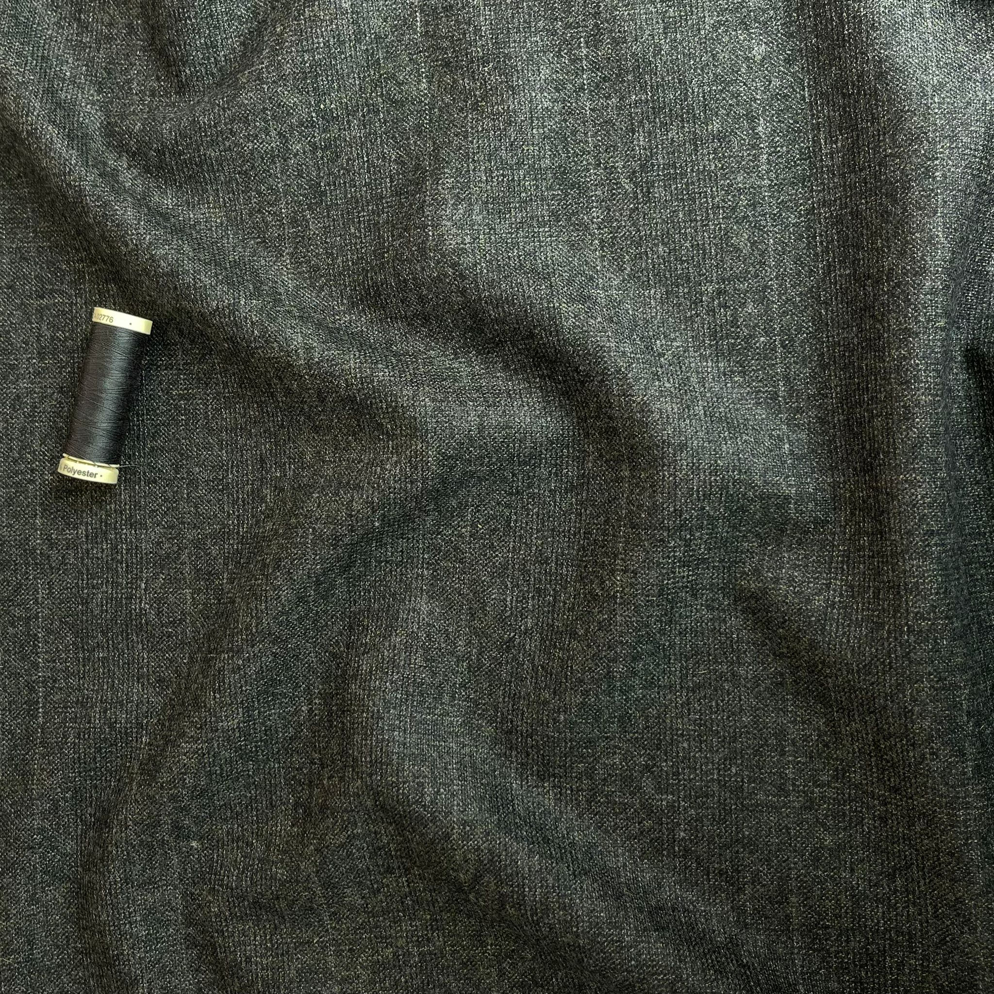 Deadstock Yarn Dyed Charcoal Check Pure Wool Suiting Fabric - Image 5