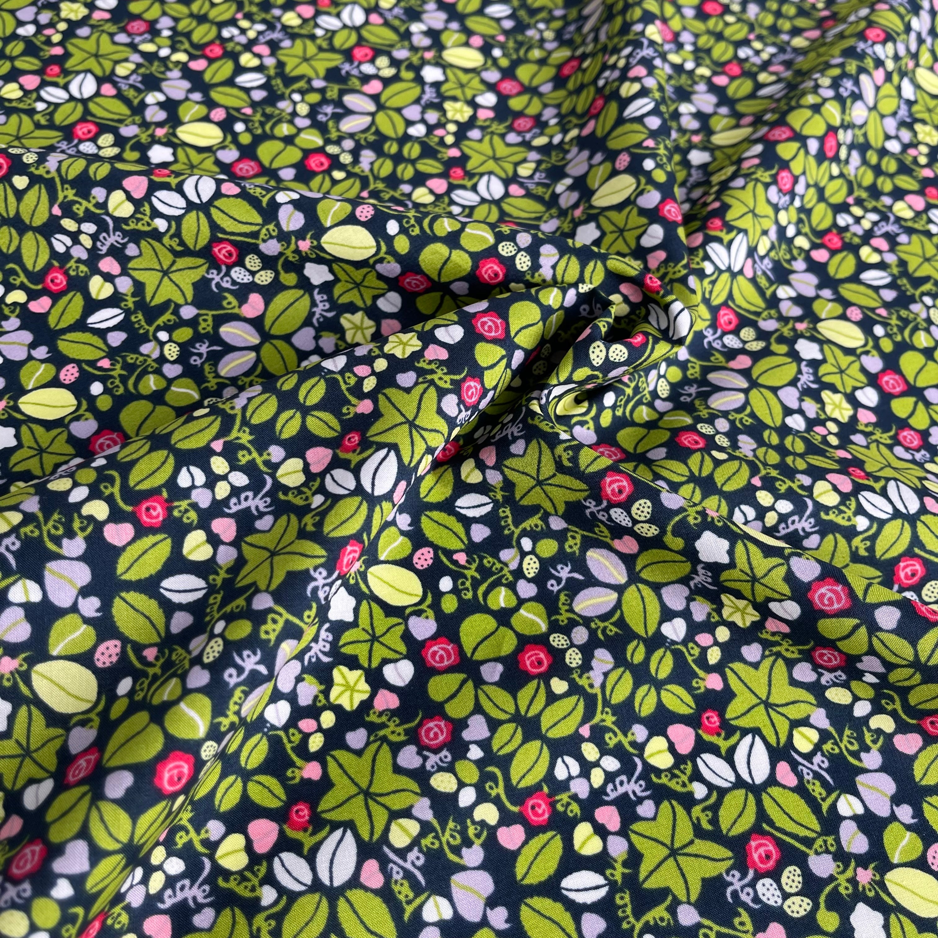 REMNANT 1.10 Metres - Ditsy Green Cotton Lawn Fabric - Image 6