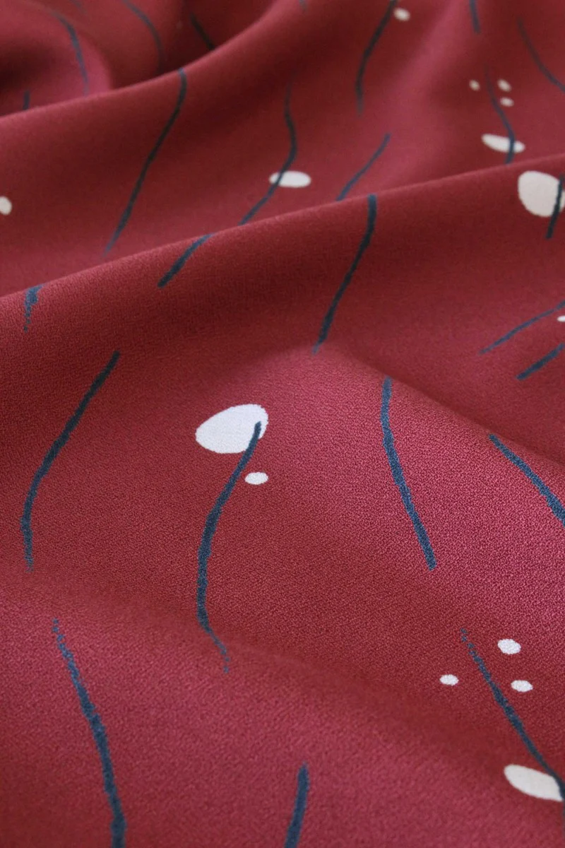 REMNANT 0.92 Metre - Églantine & Zoé - Clair de Lune in Brick Red Viscose Crepe Fabric - Image 13