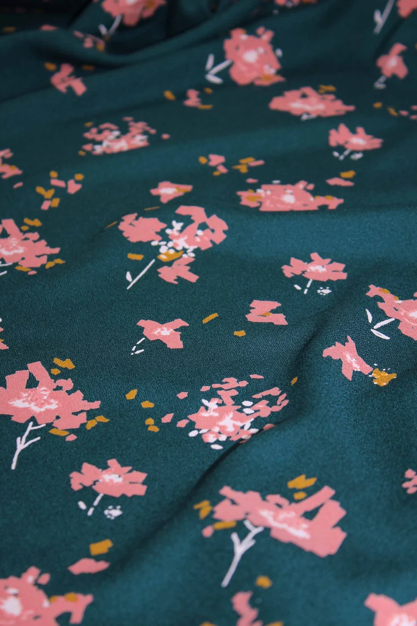 REMNANT 0.82 Metre - Églantine & Zoé - Ocella Dark Lagoon Viscose Crepe Fabric - Image 9