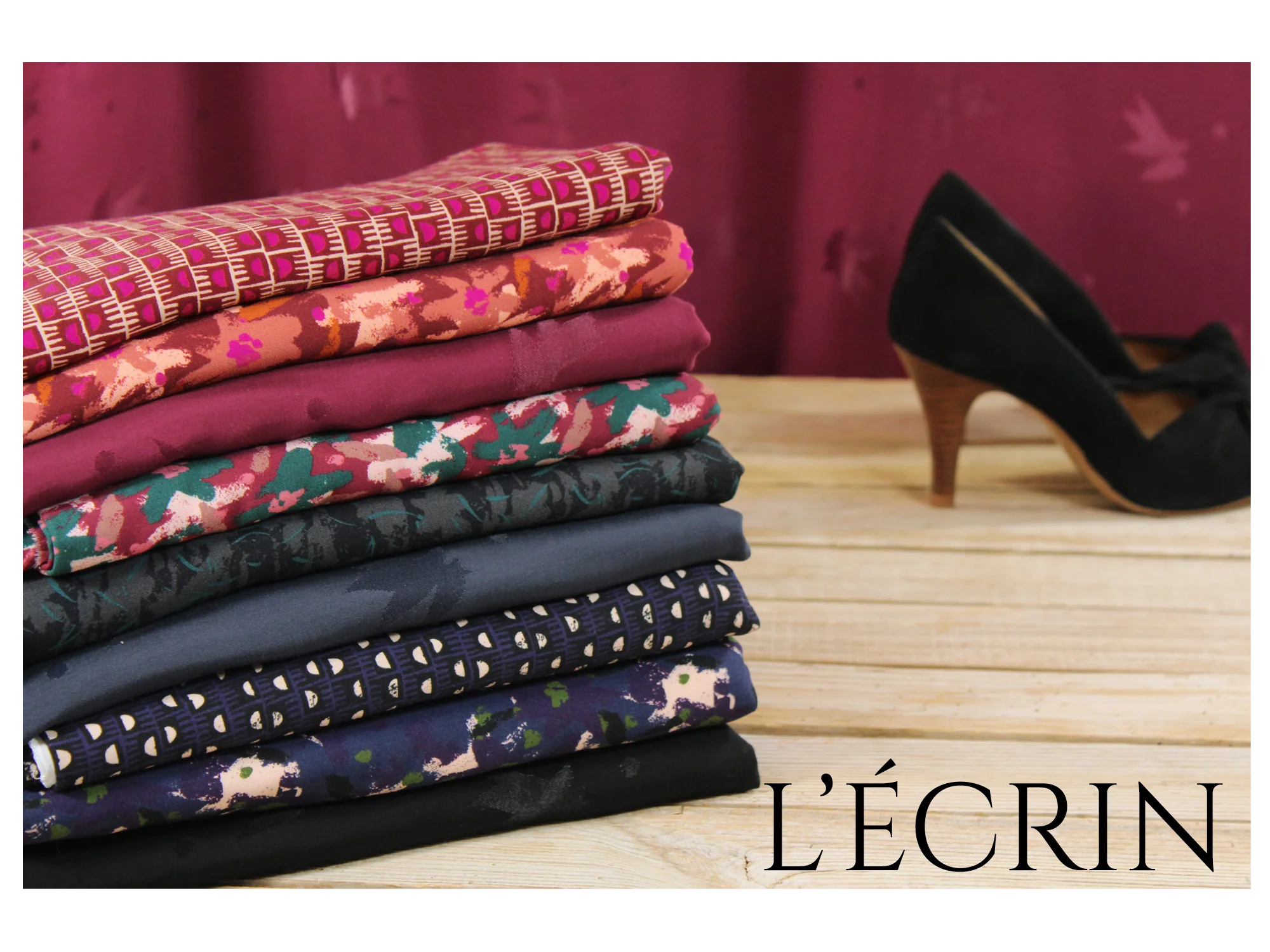 Églantine & Zoé - Streli Ink Blue Viscose Jacquard Fabric - Image 11