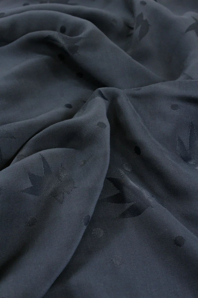 Églantine & Zoé - Streli Ink Blue Viscose Jacquard Fabric - Image 13