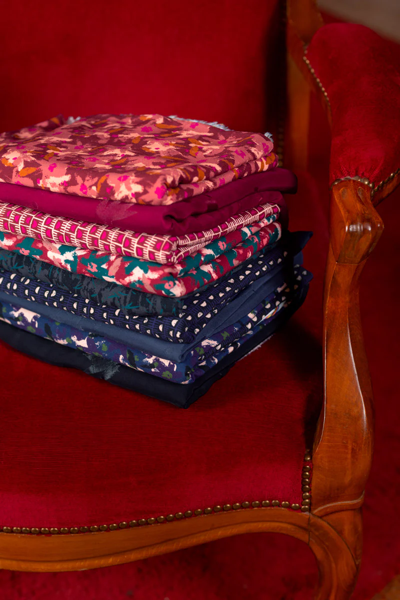 Églantine & Zoé - Streli Ink Blue Viscose Jacquard Fabric - Image 16