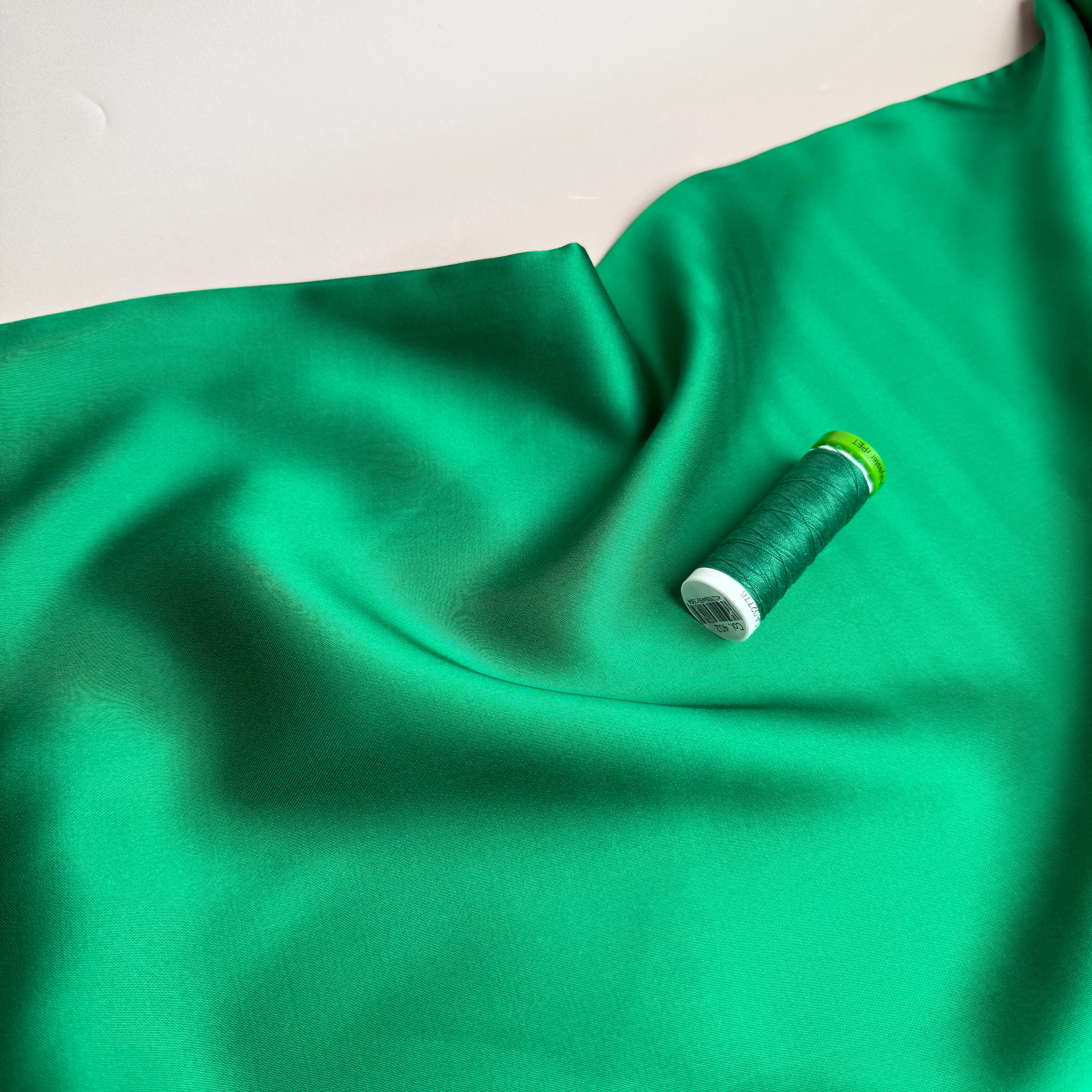 Grass Green Solid Viscose Sateen Fabric - Image 2