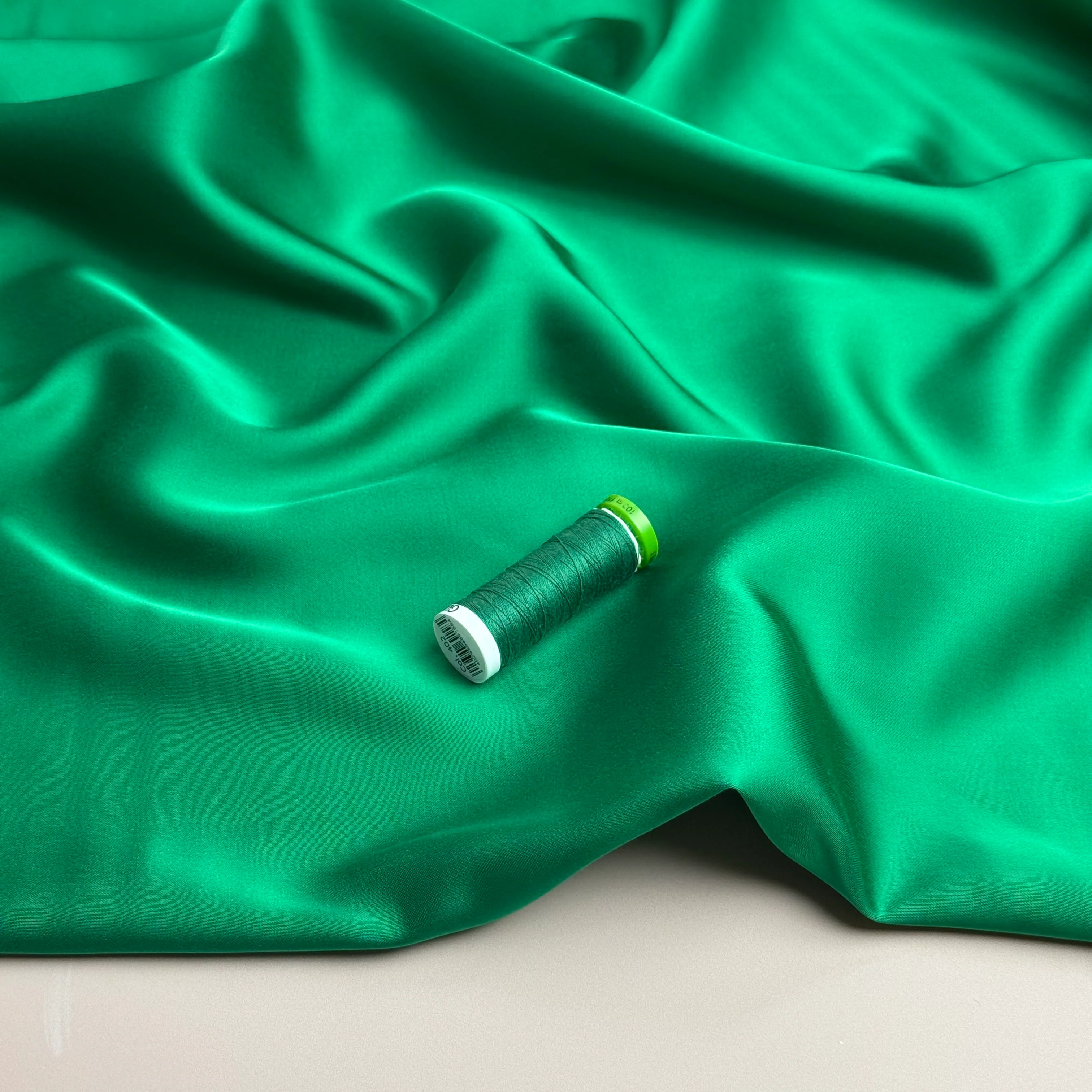 Grass Green Solid Viscose Sateen Fabric - Image 6